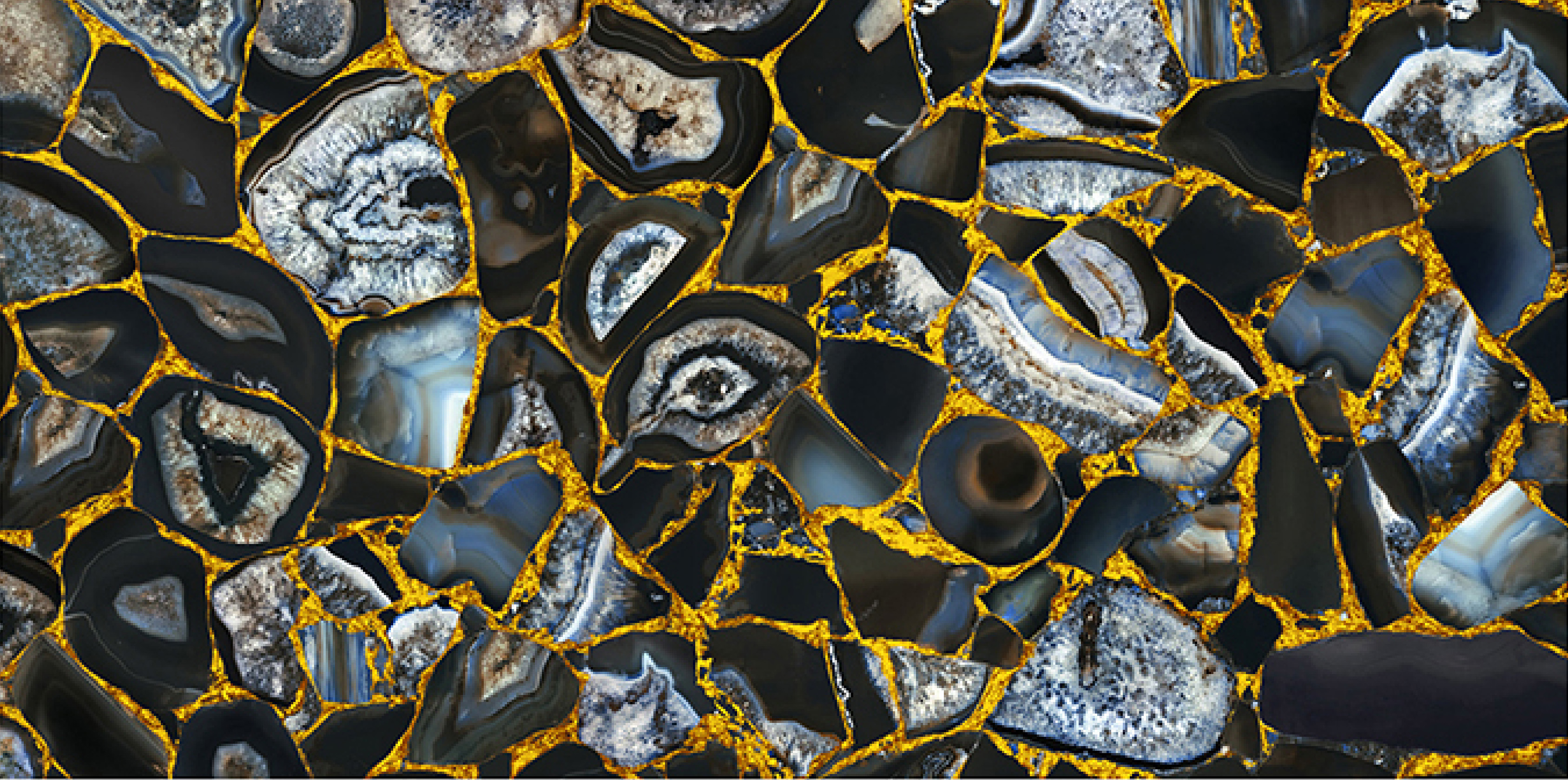 600x1200mm Blue - Grey - Gold Agate - Patterned Ceramic Tiles for Bathroom Decor TQ16 - 3CS60120 - 2461