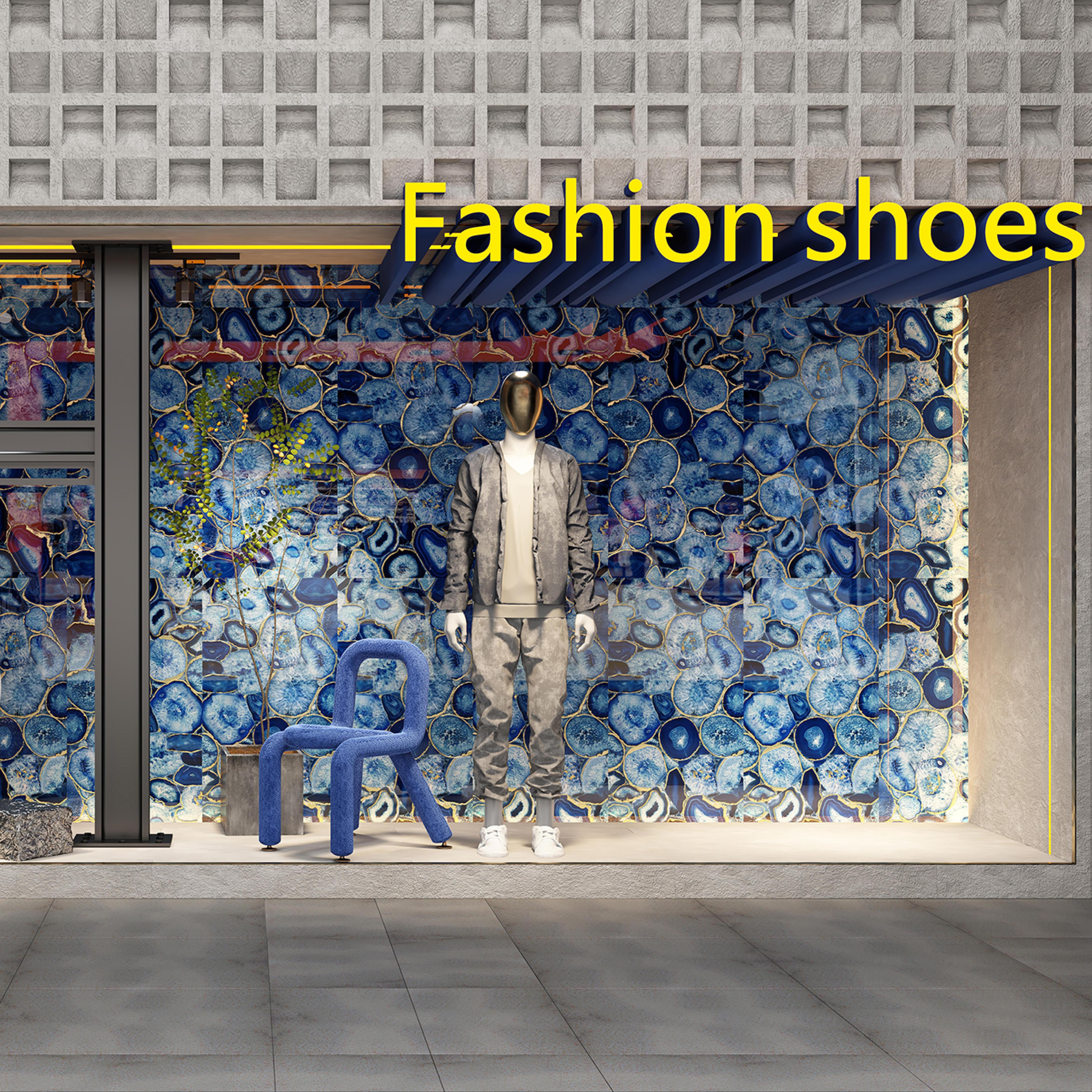 600x1200mm Blue - Gold Agate - Patterned Ceramic Tiles for Retail Store Decor TQ16 - 3CS60120 - 2497
