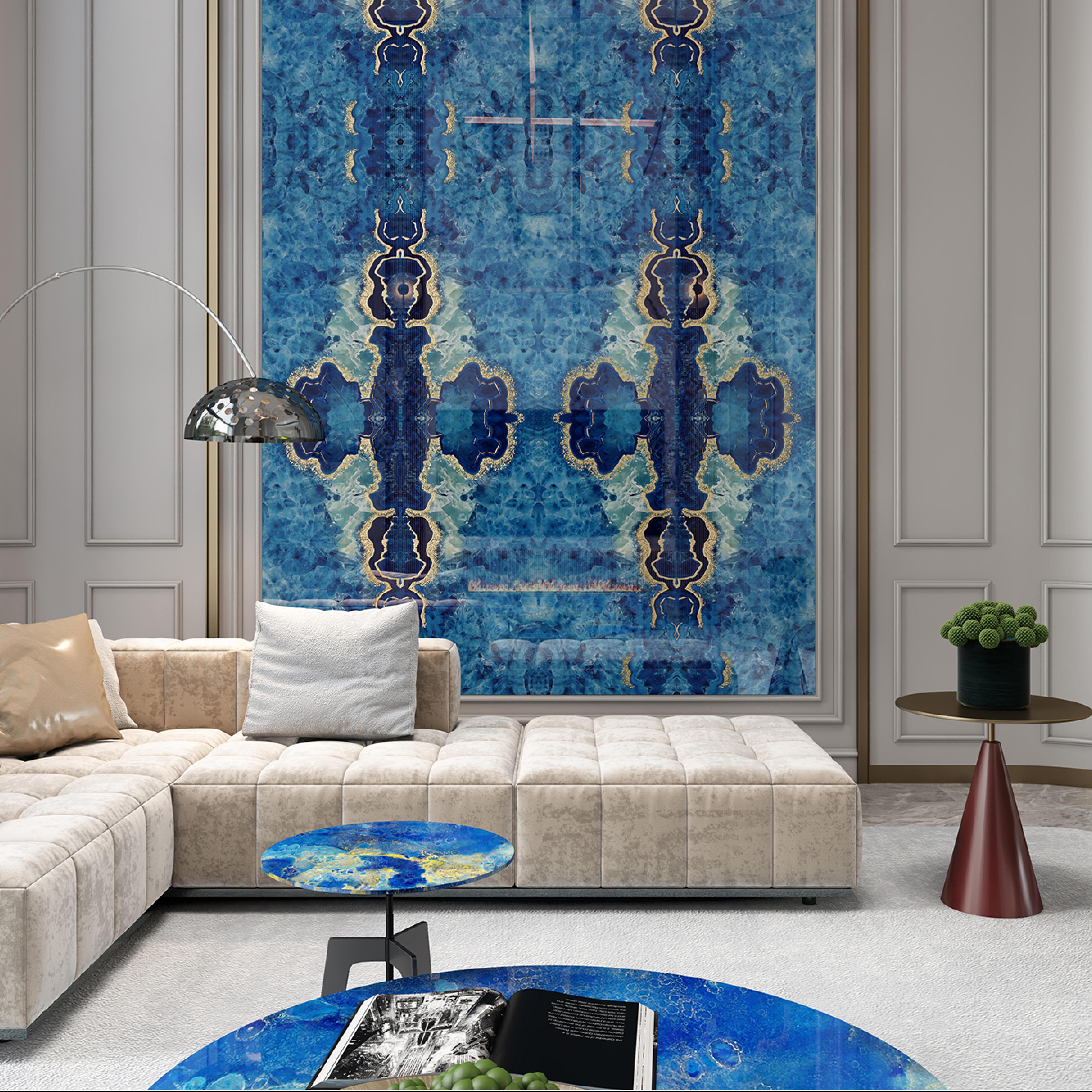 600x1200mm Blue - Gold Marble - Patterned Ceramic Tiles for Living Room Decor TQ16 - 3CS60120 - 2518 - 2517