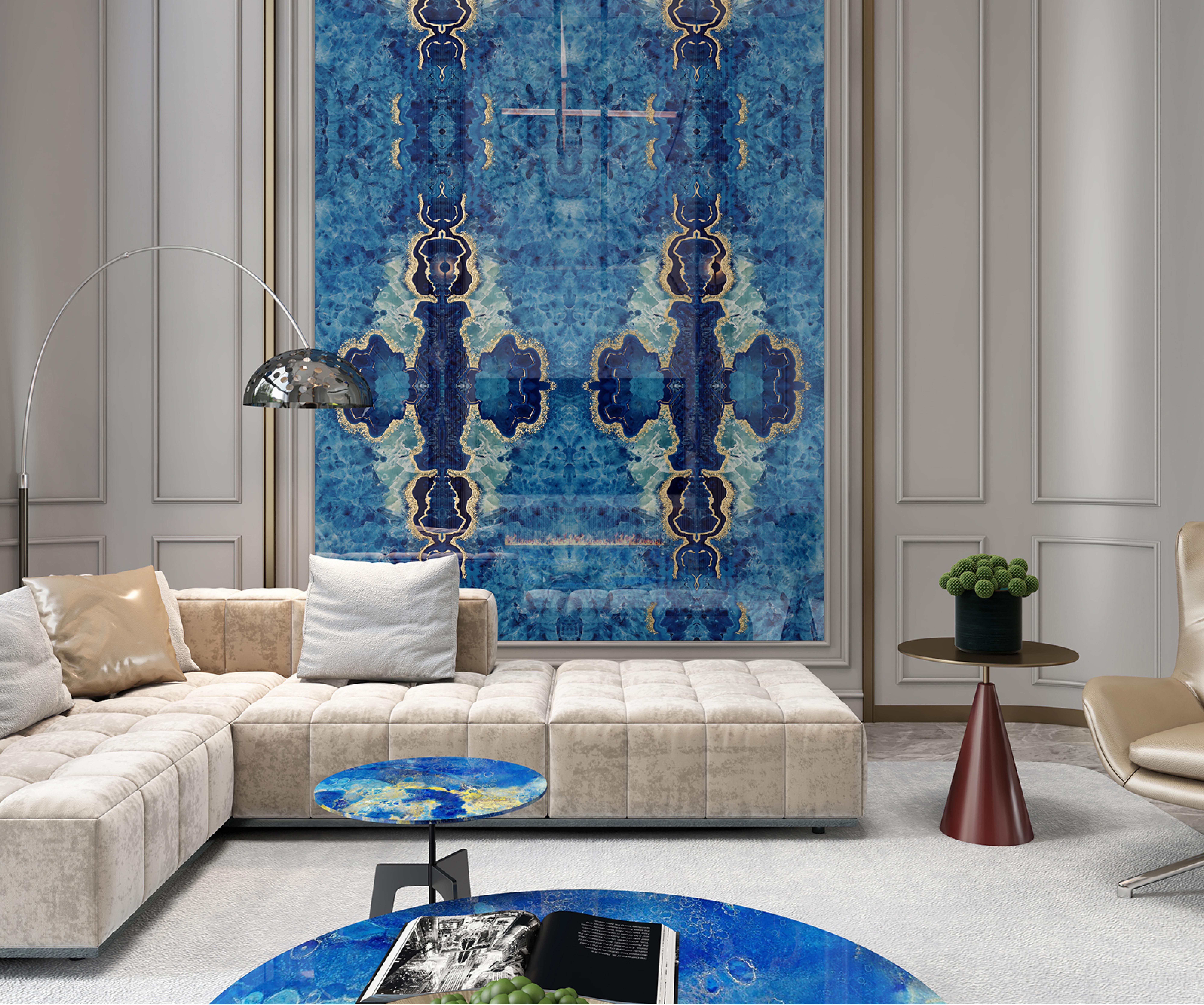 600x1200mm Blue - Gold Marble - Patterned Ceramic Tiles for Living Room Decor TQ16 - 3CS60120 - 2518 - 2517