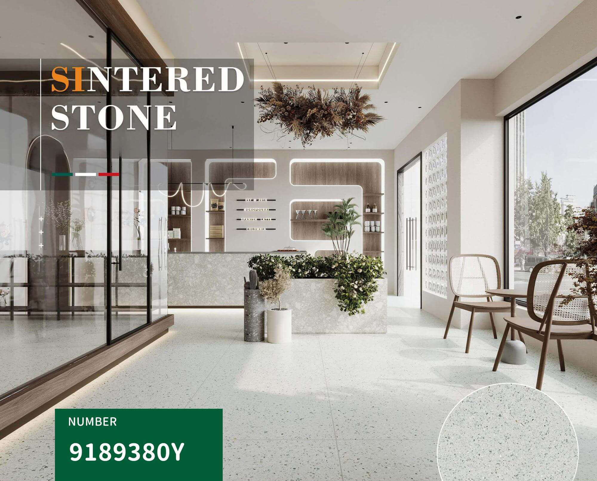 900x1800mm Light Grey Terrazzo - Like Sintered Stone Tiles for Commercial Interiors TQ08 - 9189380Y