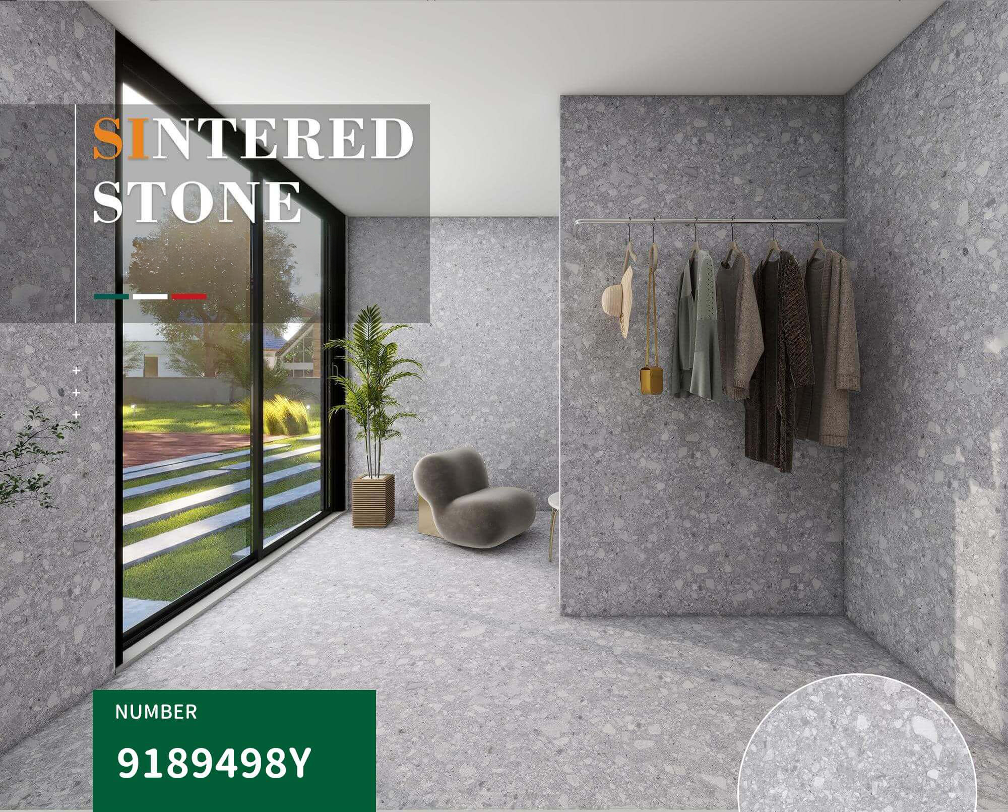 900x1800mm Grey Terrazzo - Like Sintered Stone Tiles for Interior Spaces TQ08 - 9189498Y