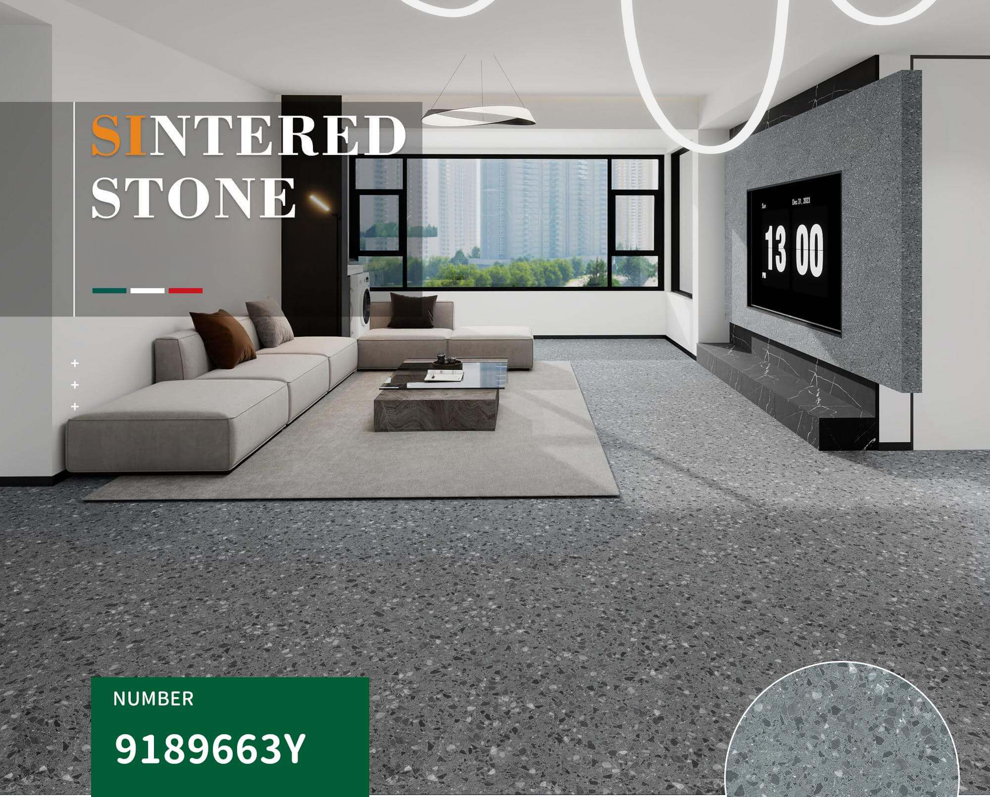 900x1800mm Grey Terrazzo - Like Sintered Stone Tiles for Living Rooms TQ08 - 9189663Y