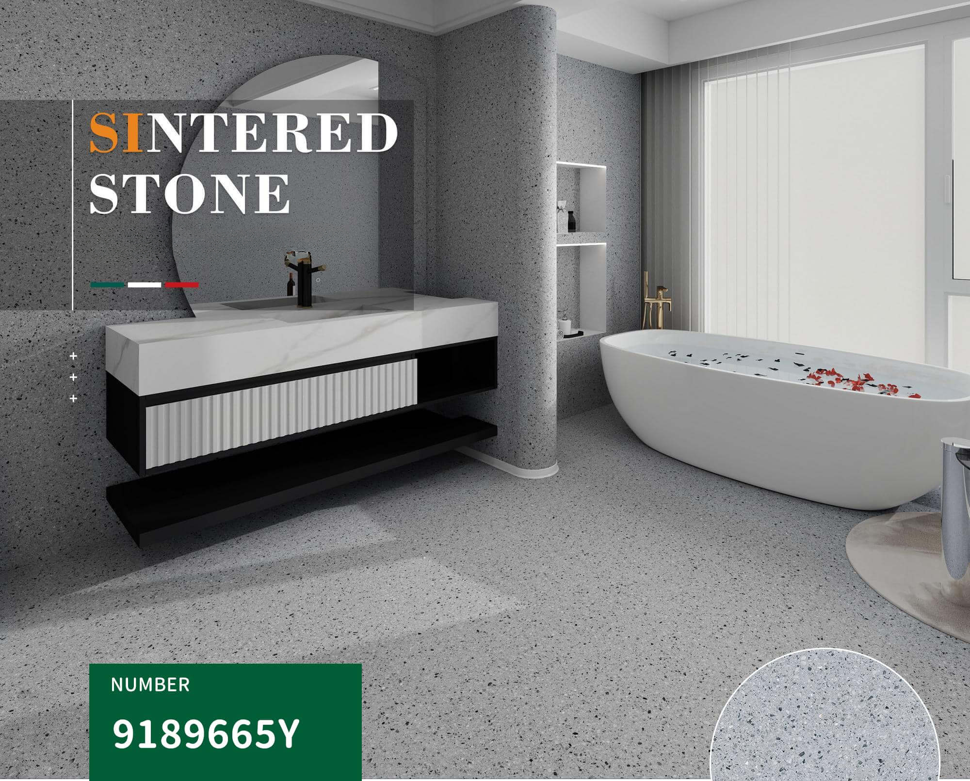 900x1800mm Light Grey Terrazzo - Like Sintered Stone Tiles for Bathrooms TQ08 - 9189665Y