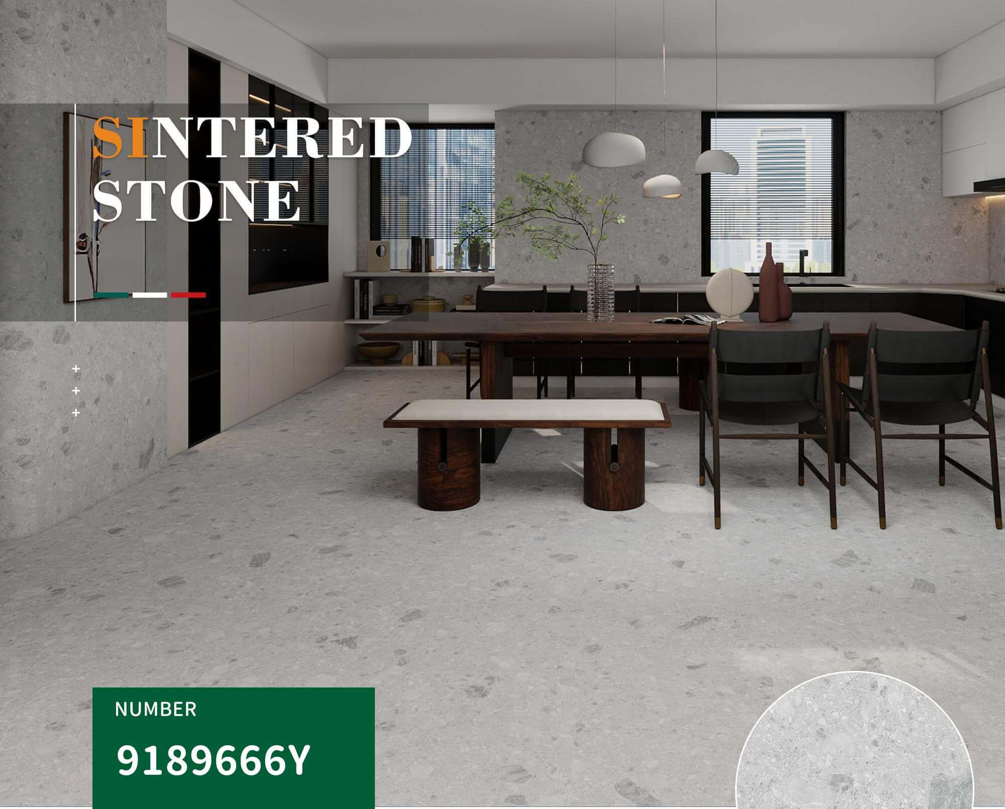 900x1800mm Light Grey Terrazzo - Style Sintered Stone Tiles for Dining Rooms TQ08 - 9189666Y