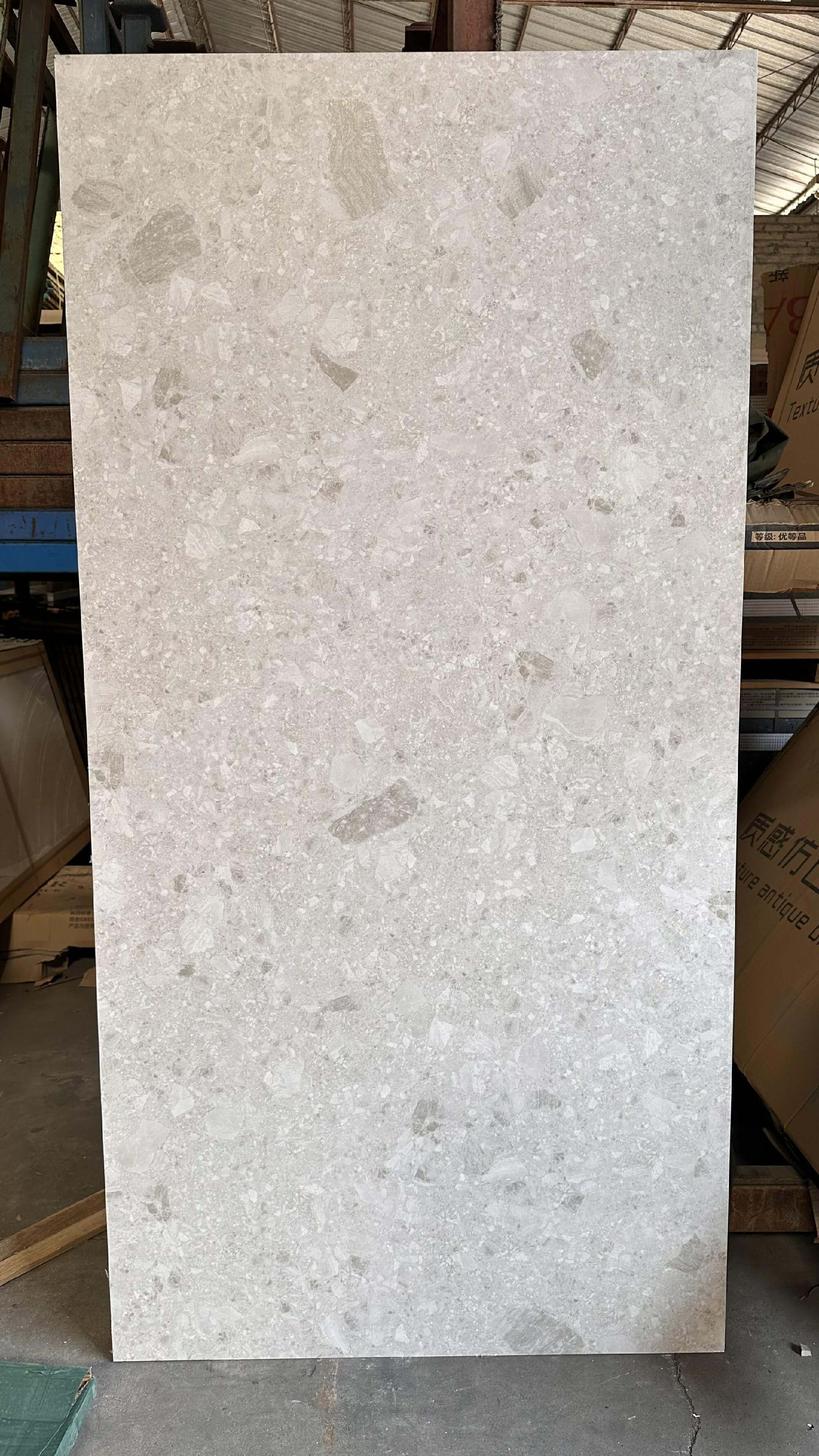 900x1800mm Light Grey Terrazzo - Style Sintered Stone Tiles for Dining Rooms TQ08 - 9189666Y
