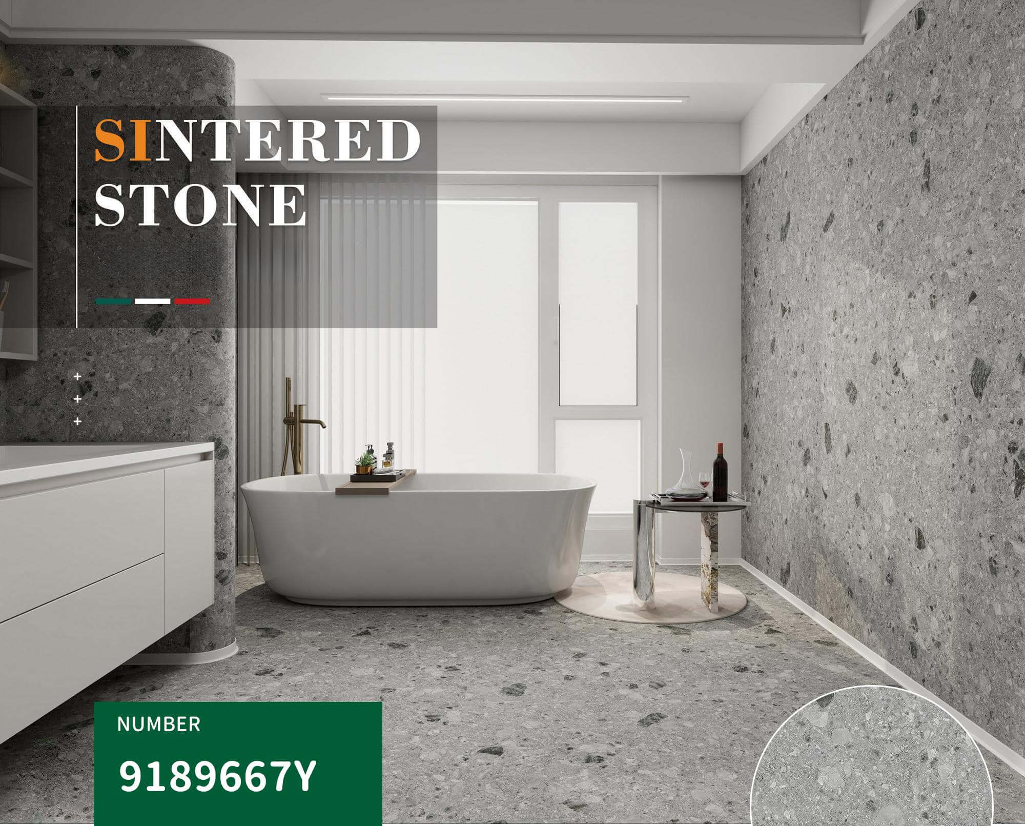 900x1800mm Grey Terrazzo - Like Sintered Stone Tiles for Bathrooms TQ08 - 9189667Y