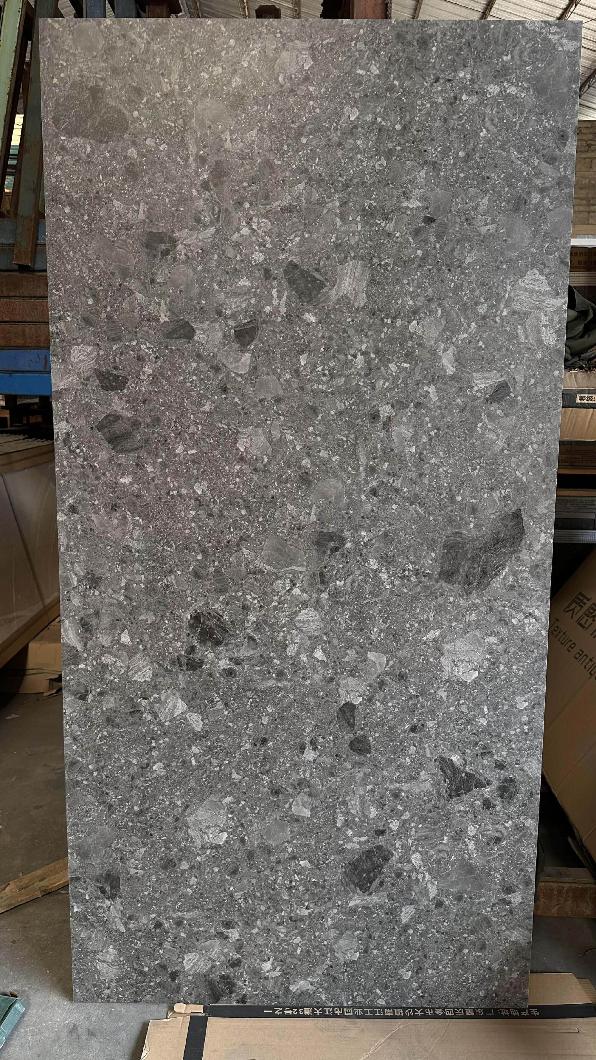 900x1800mm Dark Grey Terrazzo - Like Sintered Stone Tiles for Living Rooms TQ08 - 9189668Y