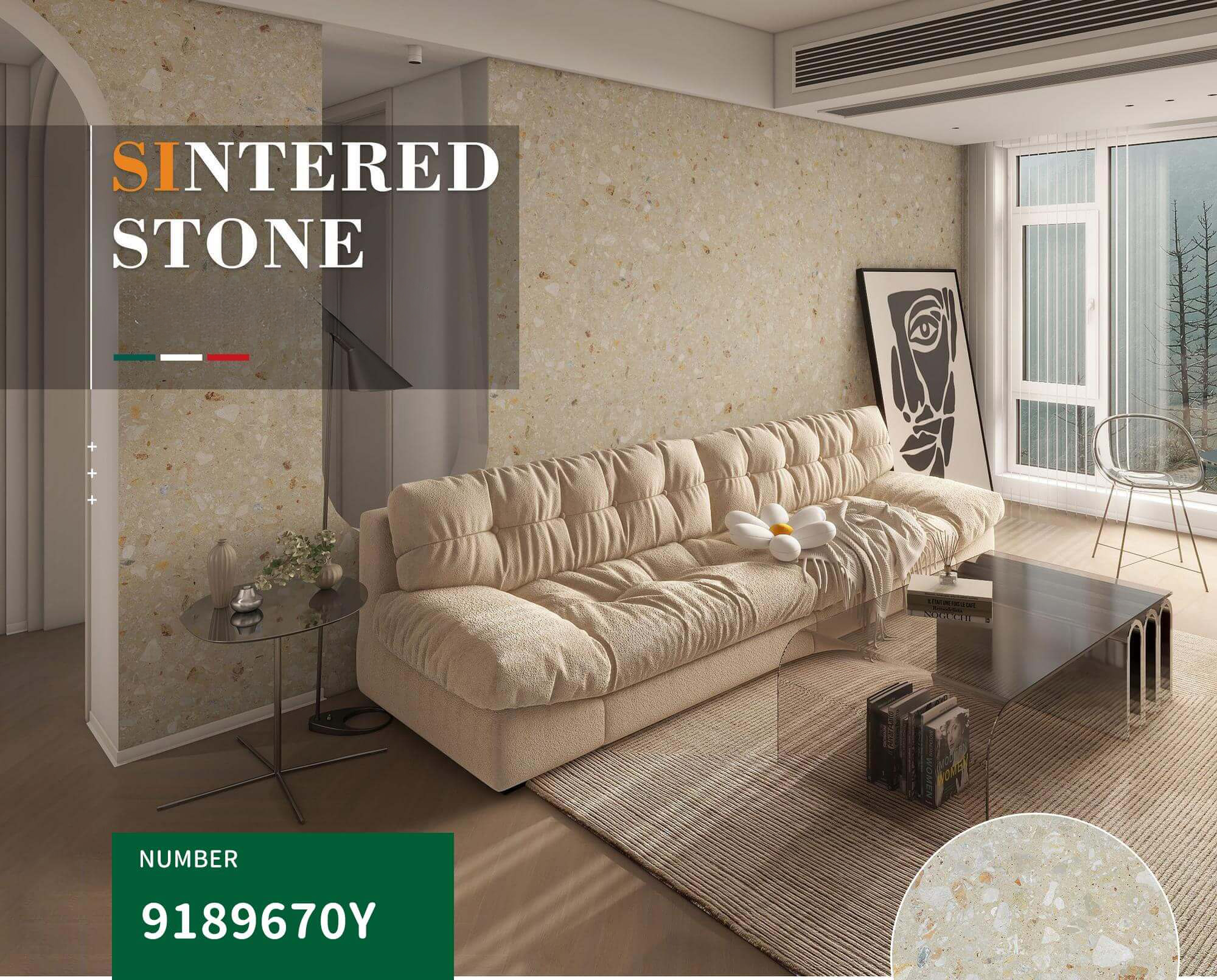 900x1800mm Beige Terrazzo - Like Sintered Stone Tiles for Living Rooms TQ08 - 9189670Y