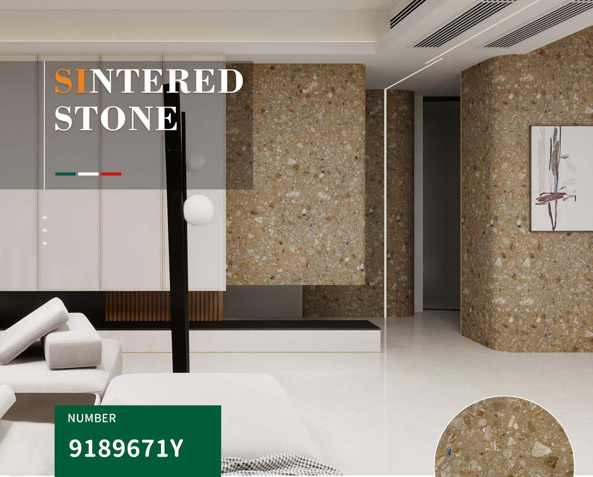 900x1800mm Brown Terrazzo - Like Sintered Stone Tiles for Living Rooms TQ08 - 9189671Y