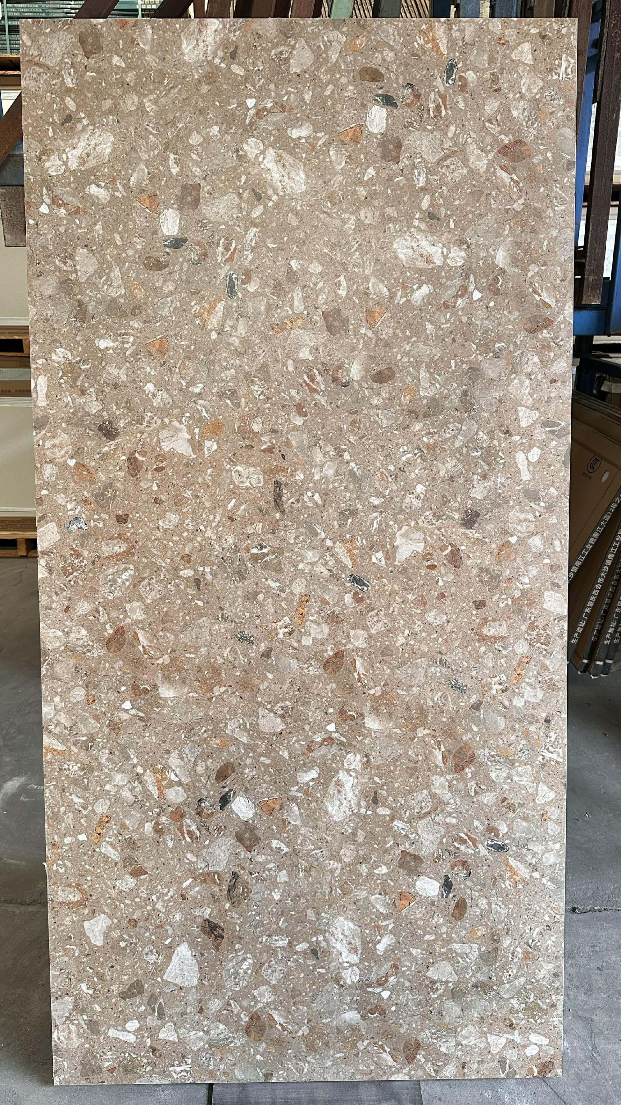 900x1800mm Brown Terrazzo - Like Sintered Stone Tiles for Living Rooms TQ08 - 9189671Y
