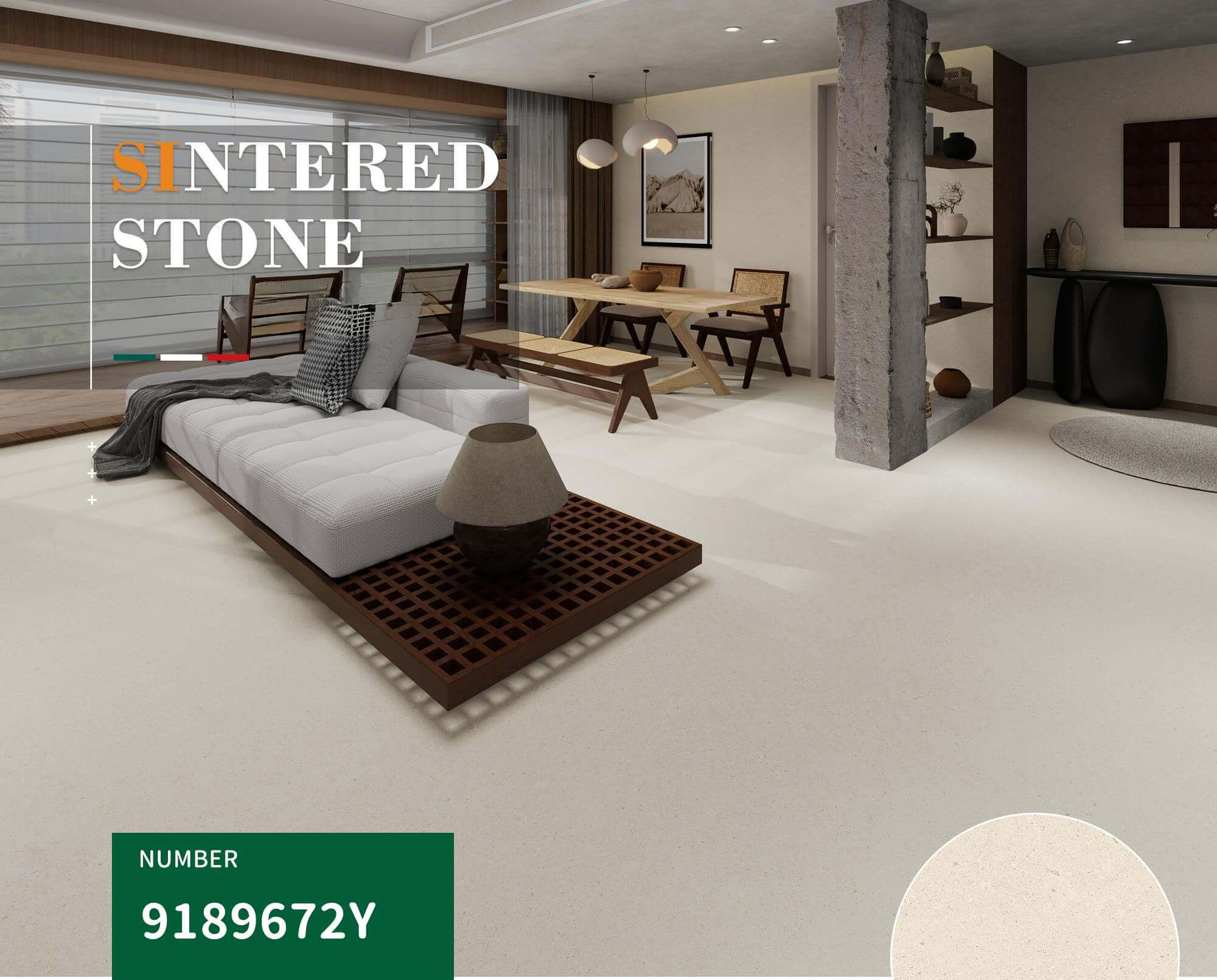 900x1800mm Light Beige Sintered Stone Tiles for Living Rooms TQ08 - 9189672Y