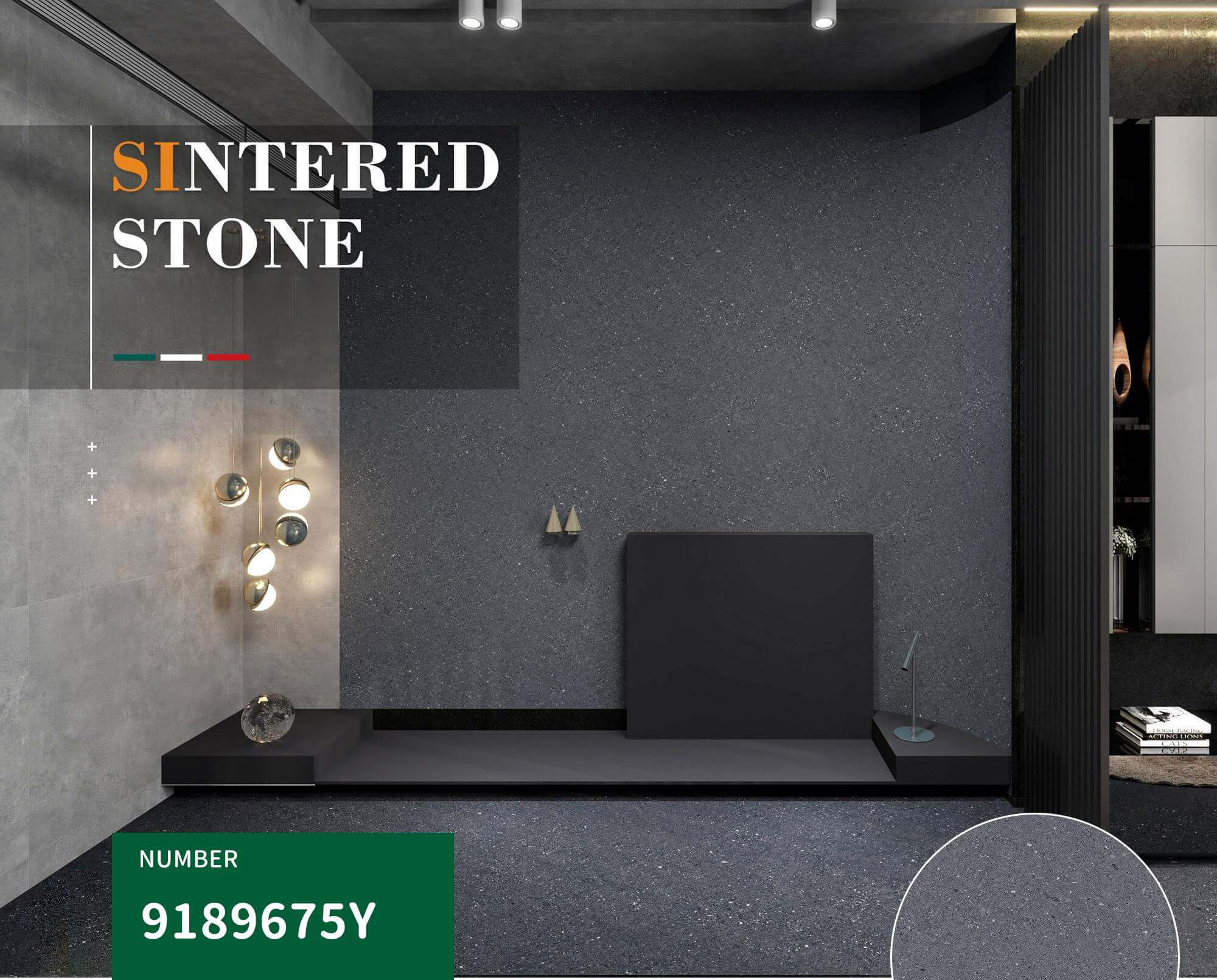 900x1800mm Dark Grey Sintered Stone Tiles for Interior Spaces TQ08 - 9189675Y
