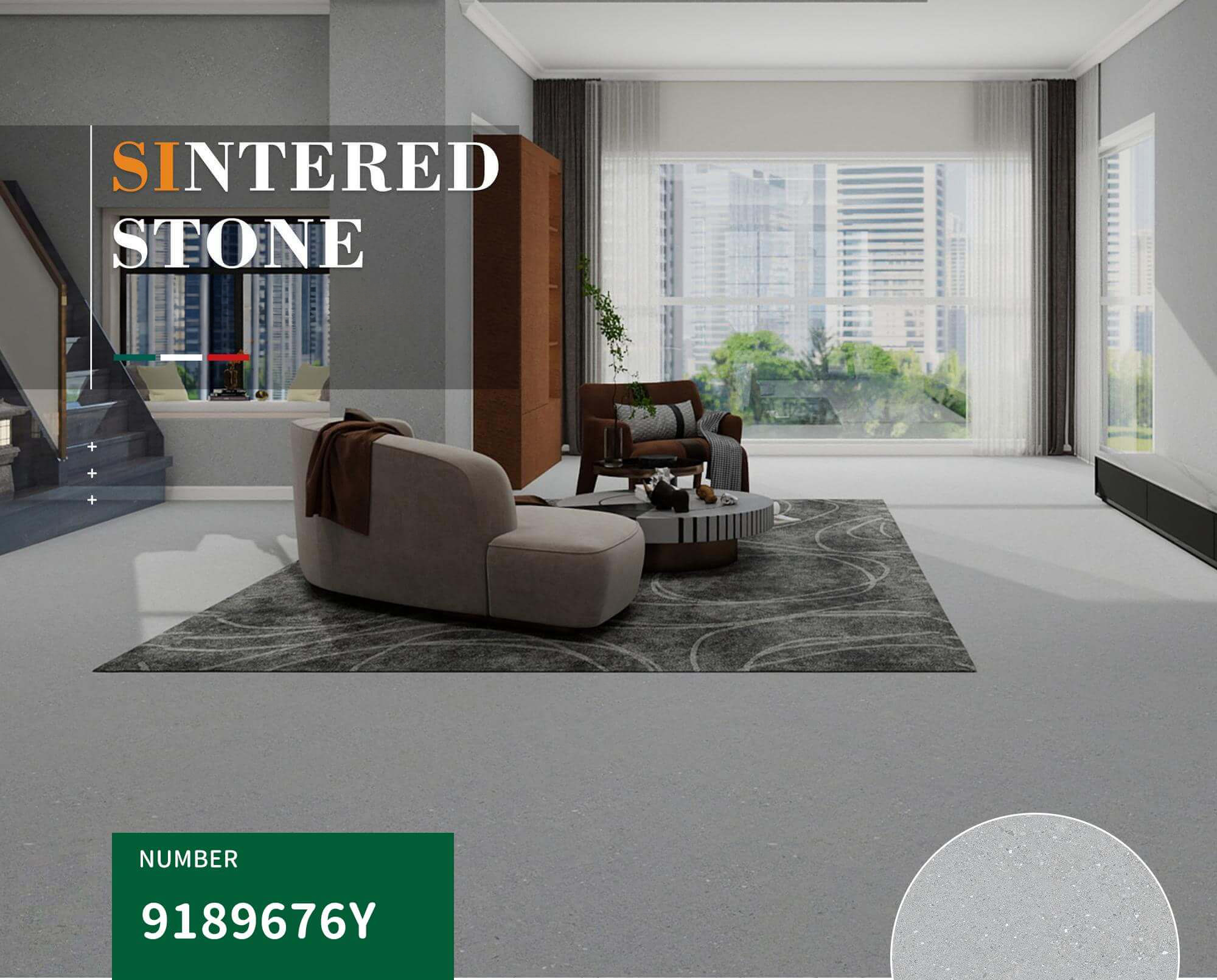 900x1800mm Light Grey Sintered Stone Tiles for Living Rooms TQ08 - 9189676Y