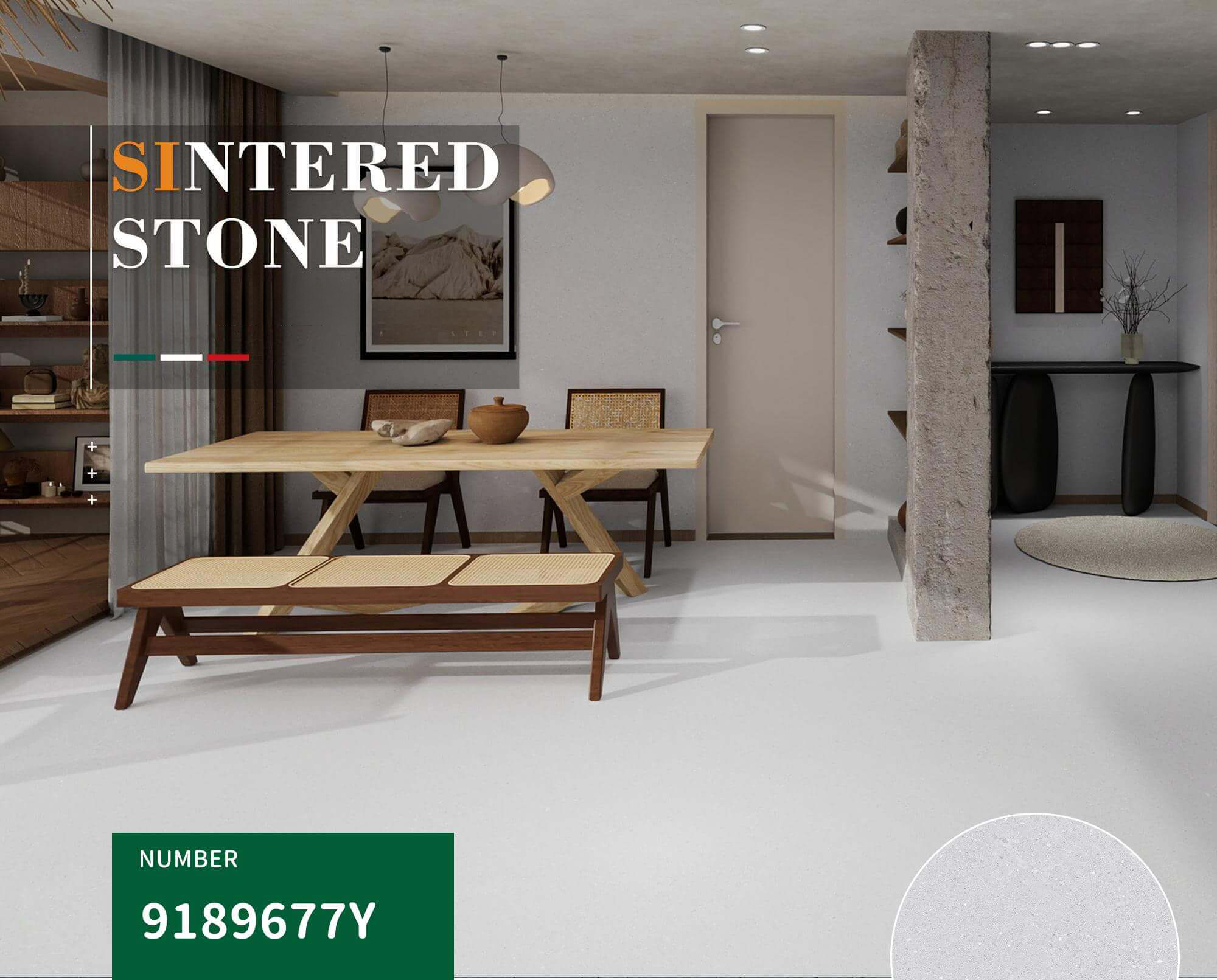 900x1800mm Light Grey Sintered Stone Tiles for Dining Rooms TQ08 - 9189677Y