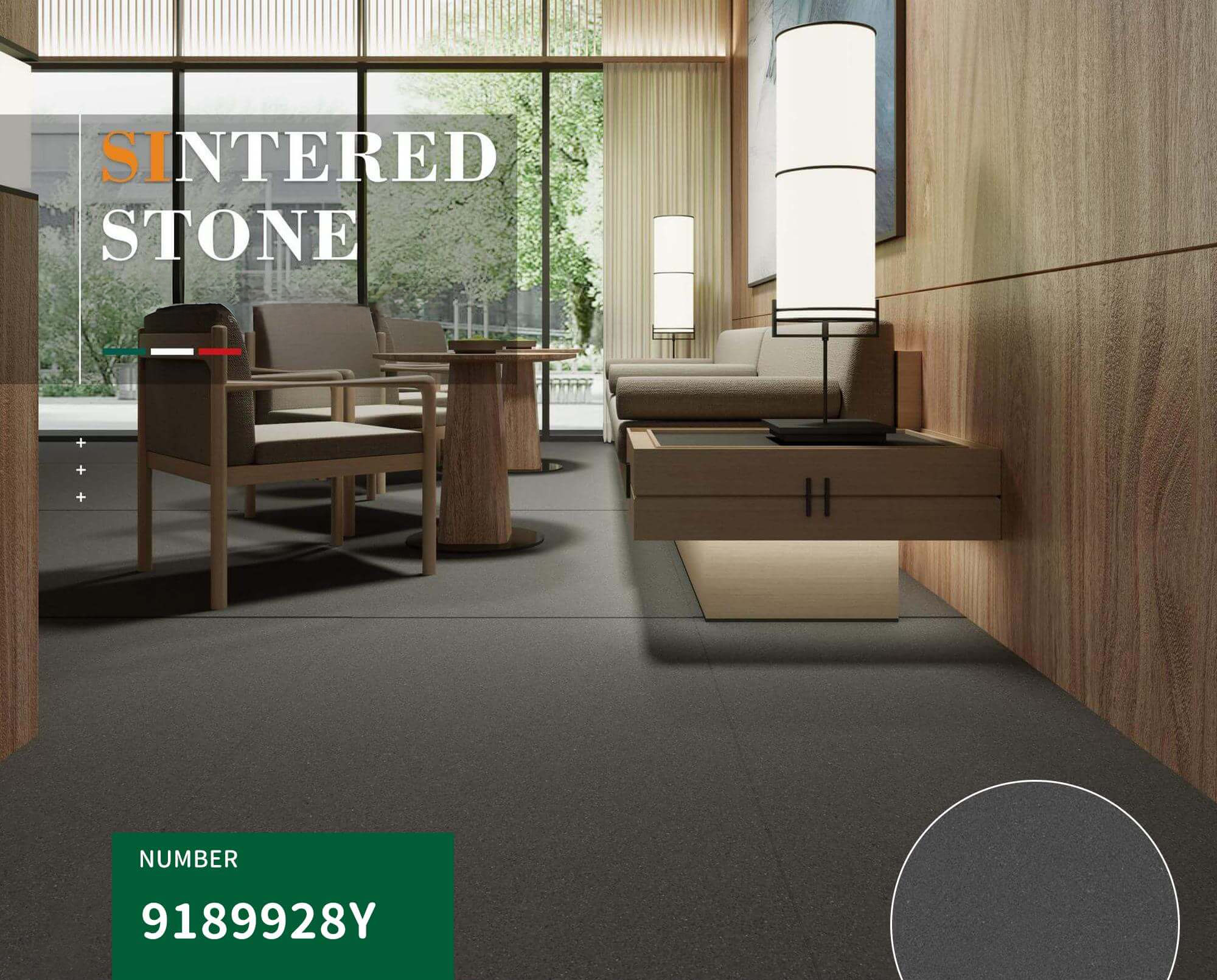 900x1800mm Dark Grey Sintered Stone Tiles for Lounge Areas TQ08 - 9189928Y
