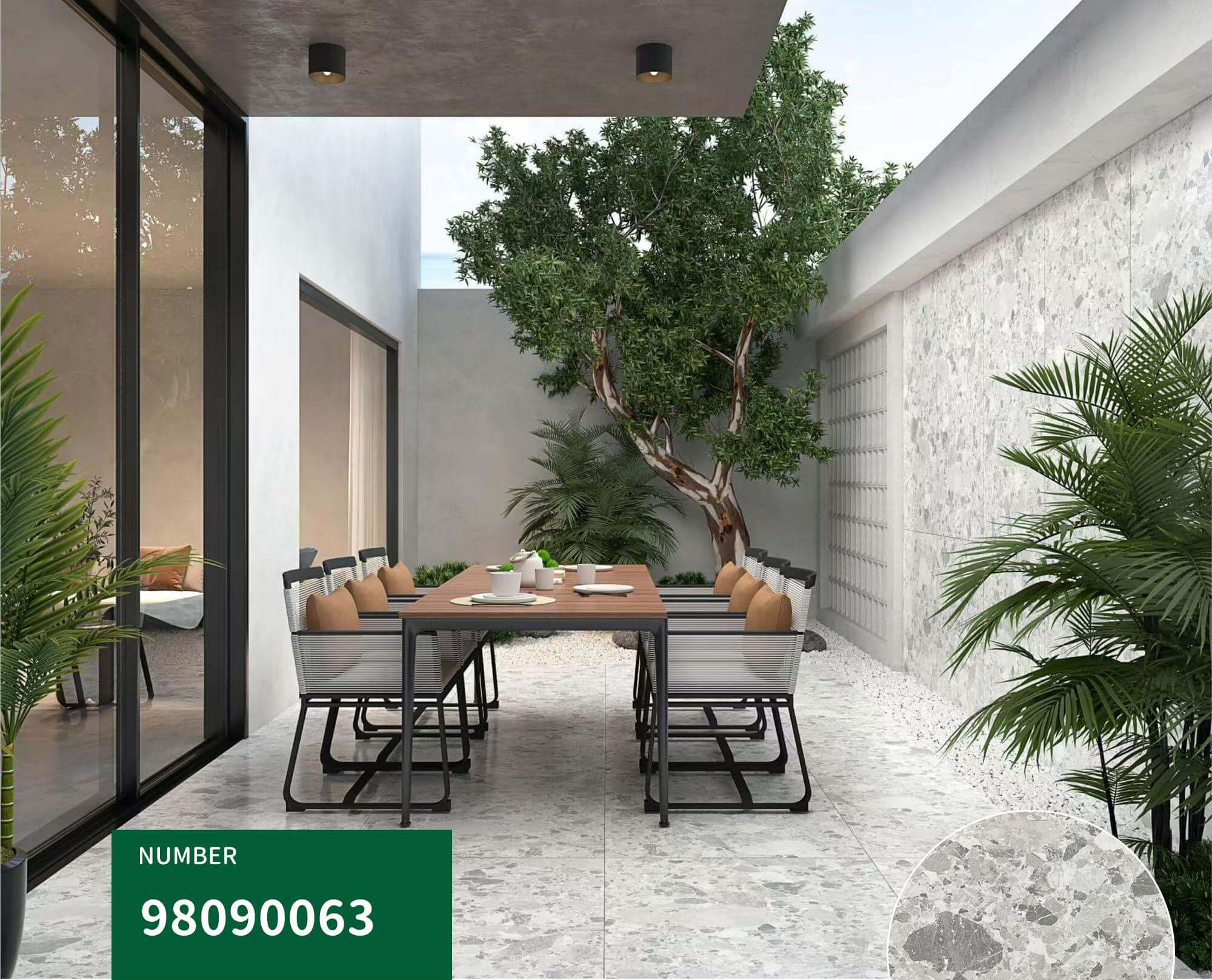 900x1800mm Grey Terrazzo - Like Sintered Stone Tiles for Outdoor Patios TQ08 - 98090063