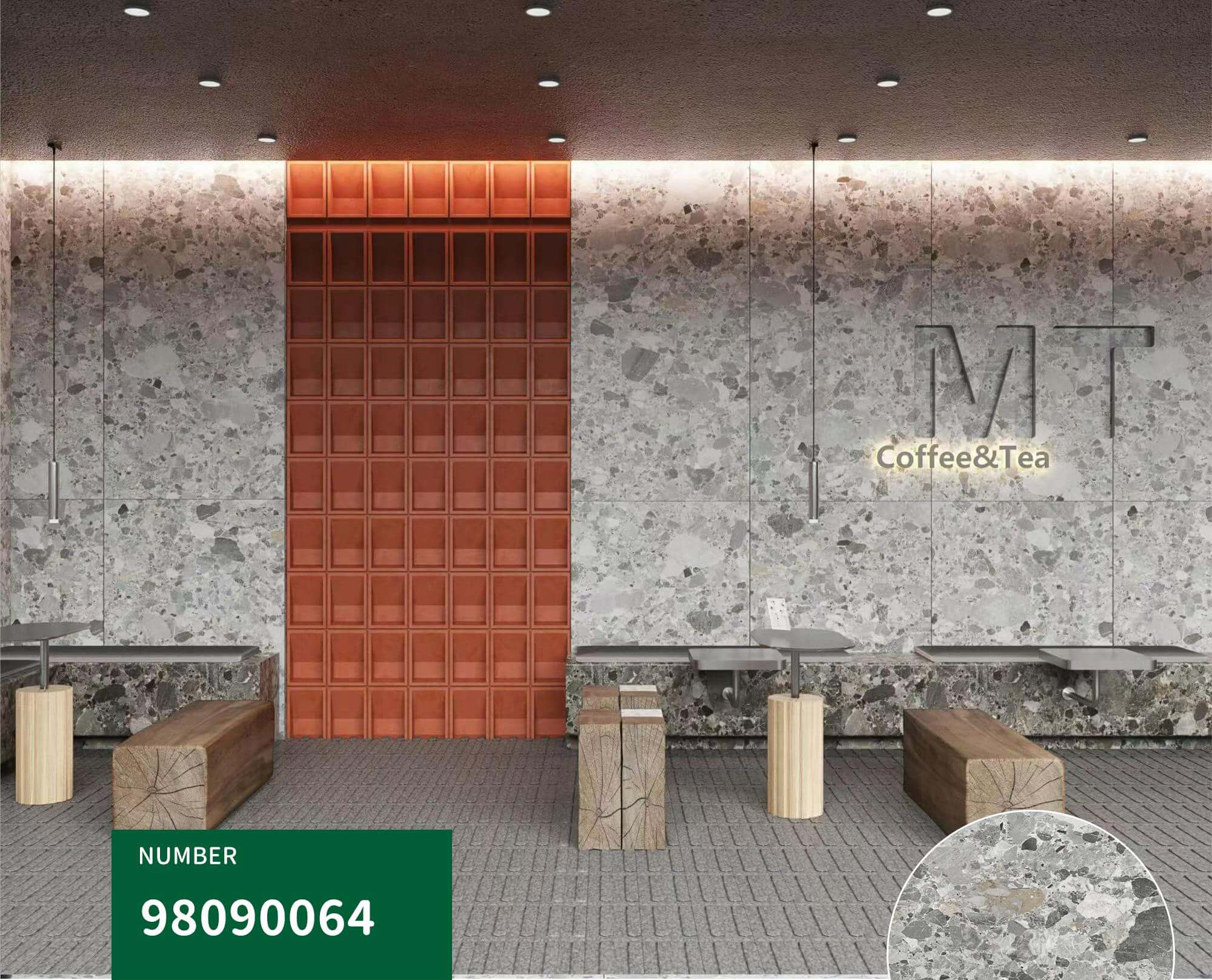 900x1800mm Grey Terrazzo - Like Sintered Stone Tiles for Commercial Spaces TQ08 - 98090064