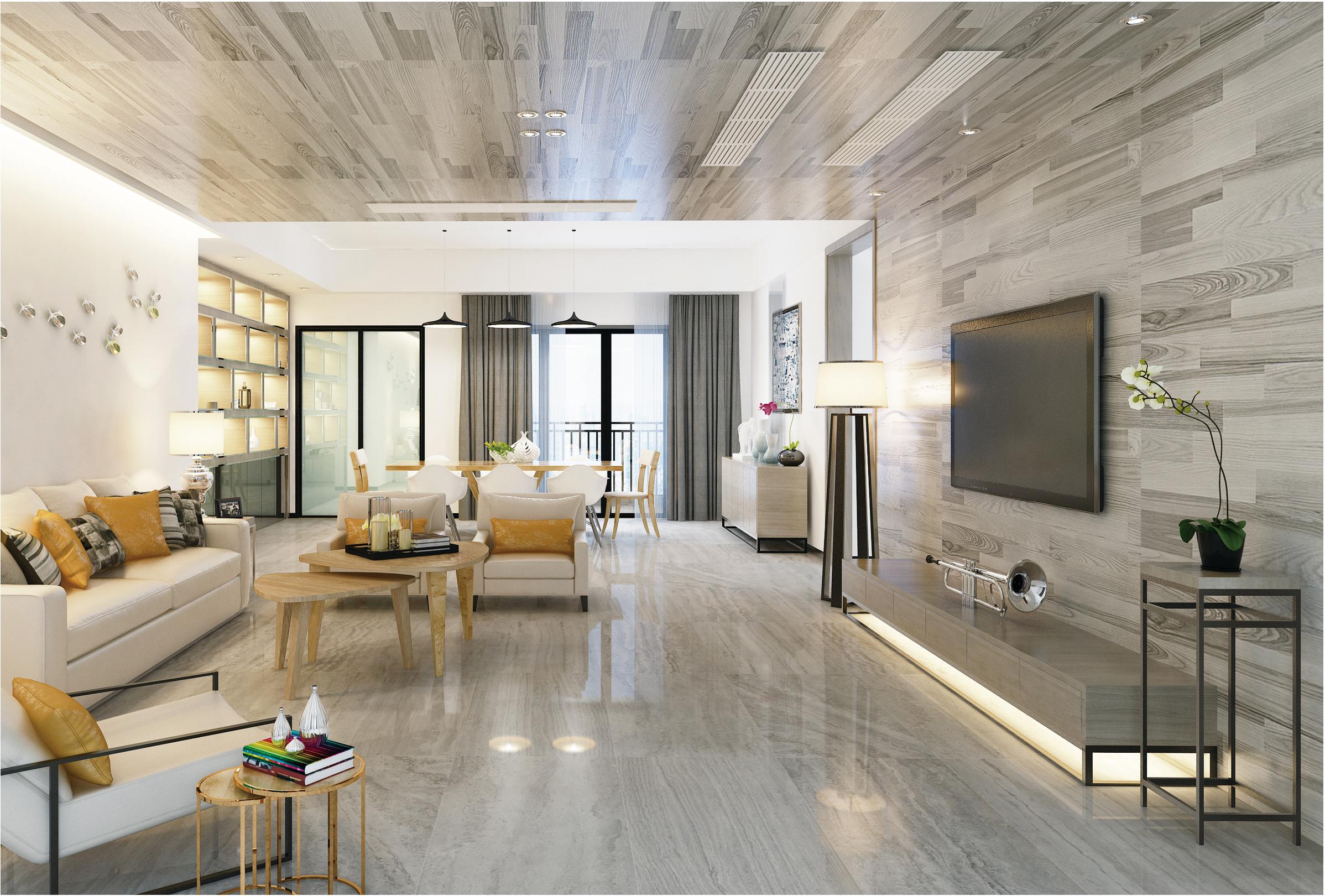 600x1200mm Light Grey Travertine - Look Tiles for Living Rooms TQ32 - LGT6012