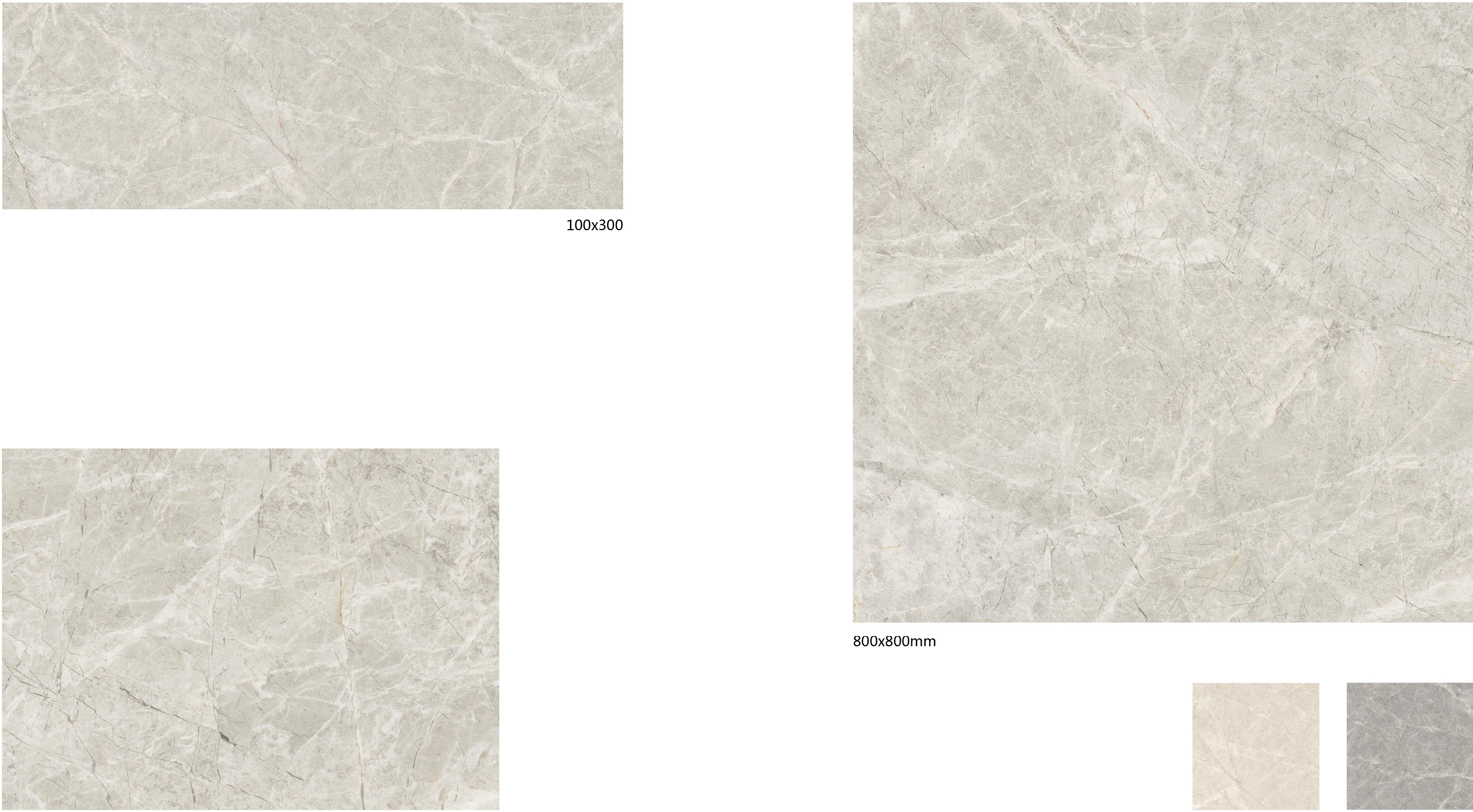 100x300mm & 800x800mm Light Grey Marble - Look Tiles for Interior Spaces TQ32 - LGM1030&8080
