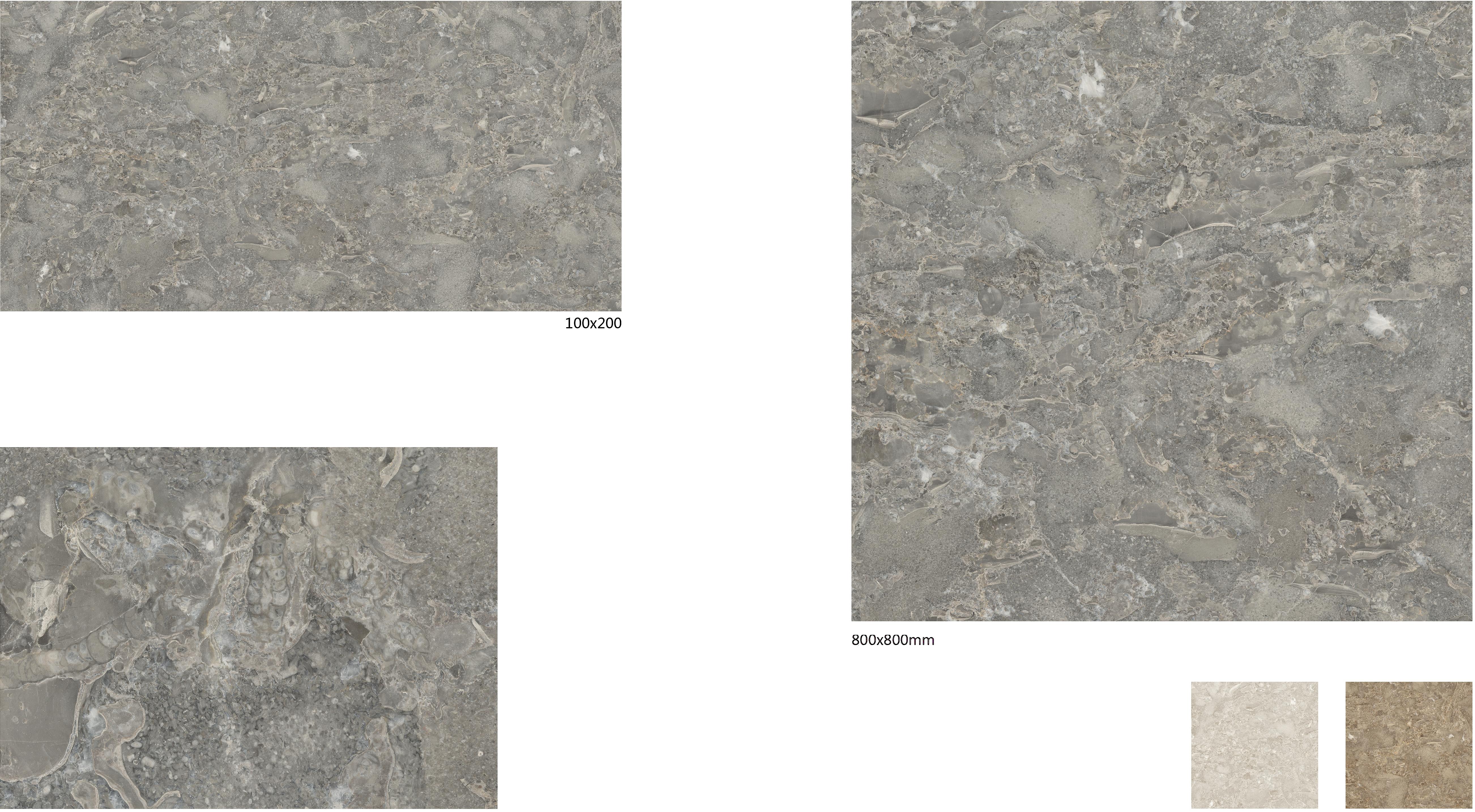100x200mm & 800x800mm Grey Natural - Texture Tiles for Interior Spaces TQ32 - GNT1020&8080