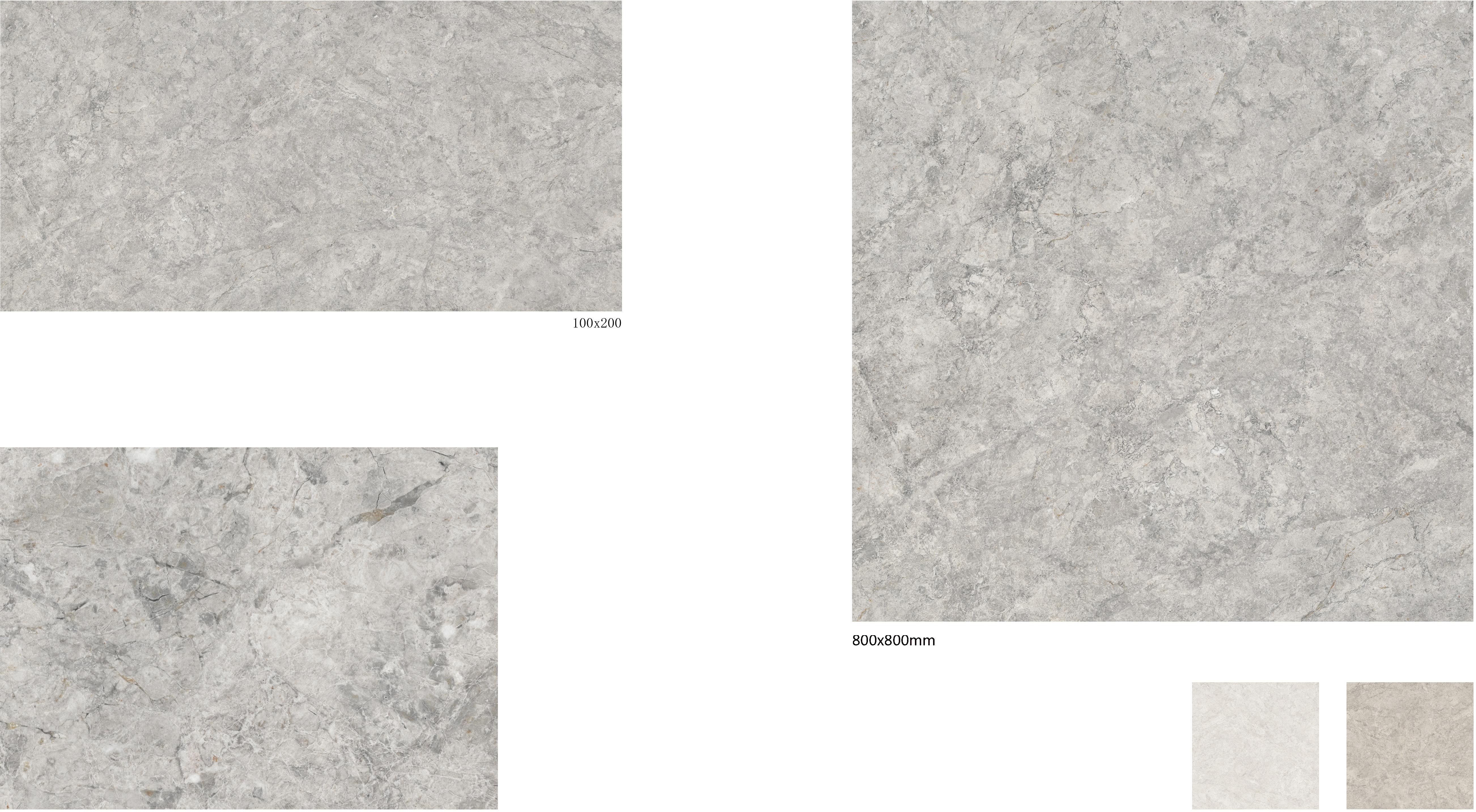 100x200mm & 800x800mm Light Grey Natural - Texture Tiles for Interior Spaces TQ32 - LGNT1020&8080