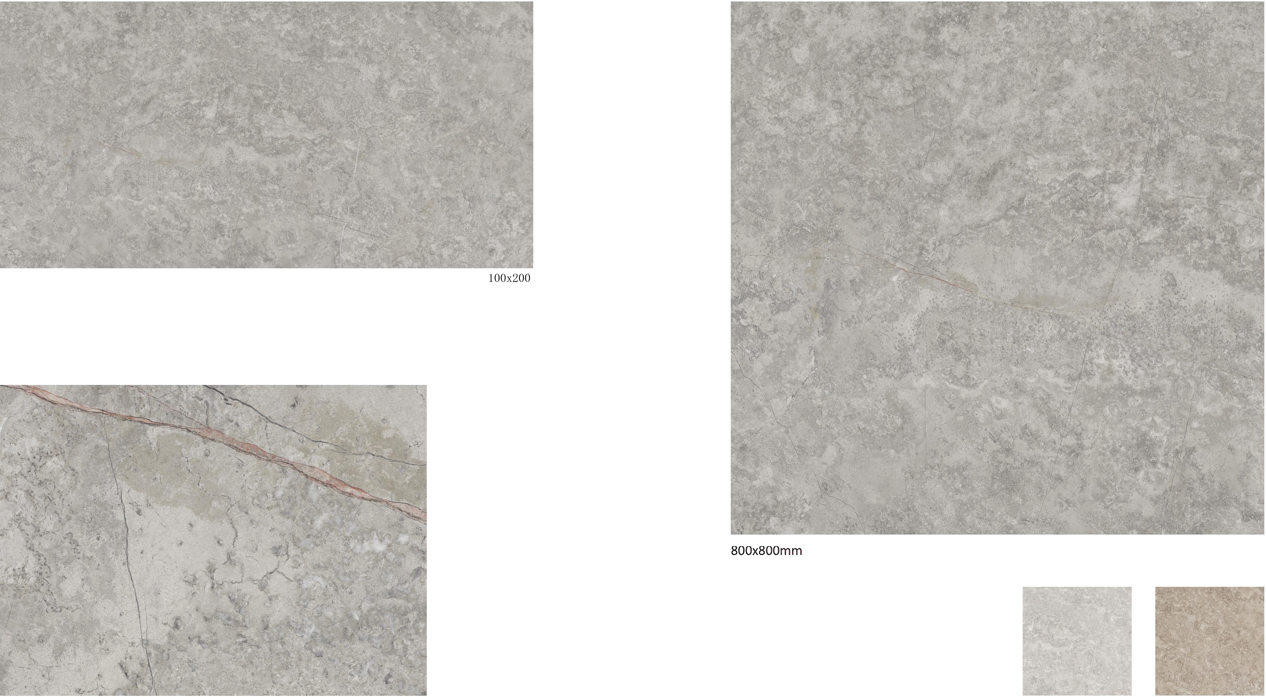 100x200mm & 800x800mm Light Grey Natural - Texture Tiles for Interior Spaces TQ32 - LGNT102&808