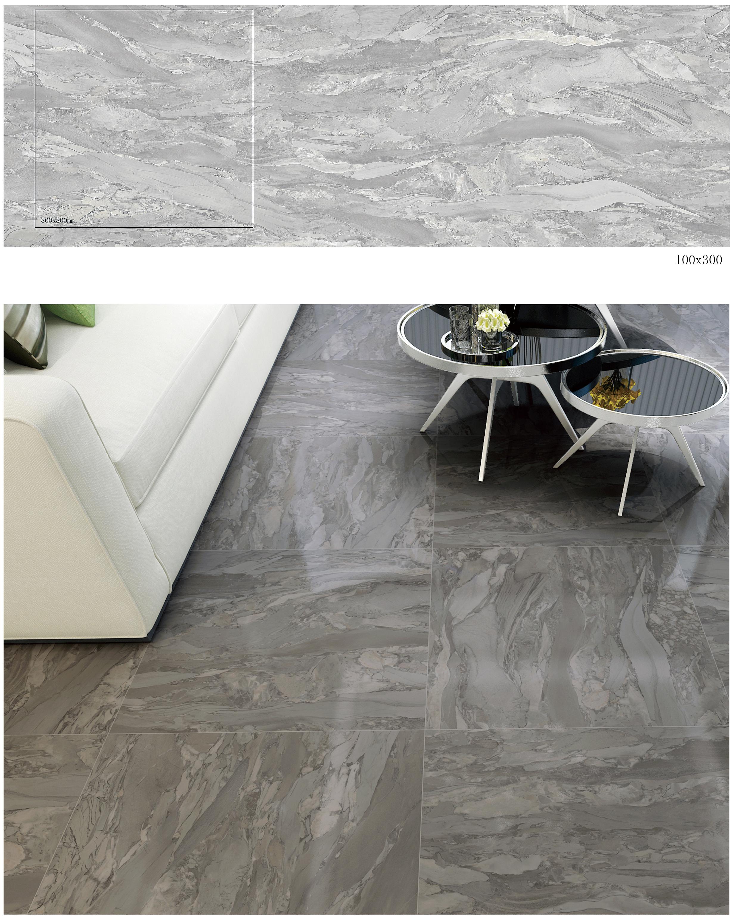 100x300mm & 800x800mm Grey Marble - Patterned Tiles for Living Spaces TQ32 - GMP1030&8080