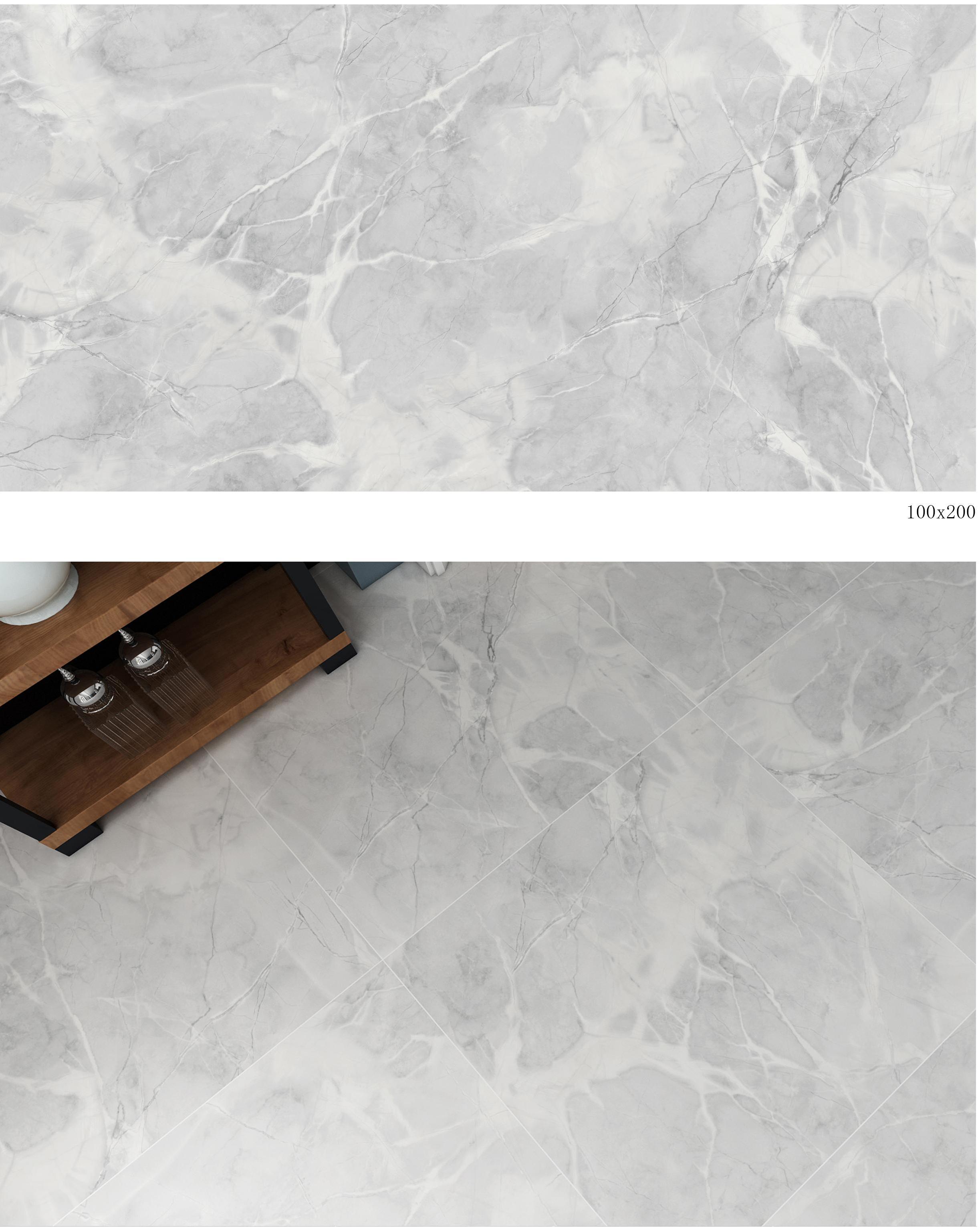 100x200mm & 800x800mm Light Grey Marble - Look Tiles for Interior Spaces TQ32 - LGM1020&8080