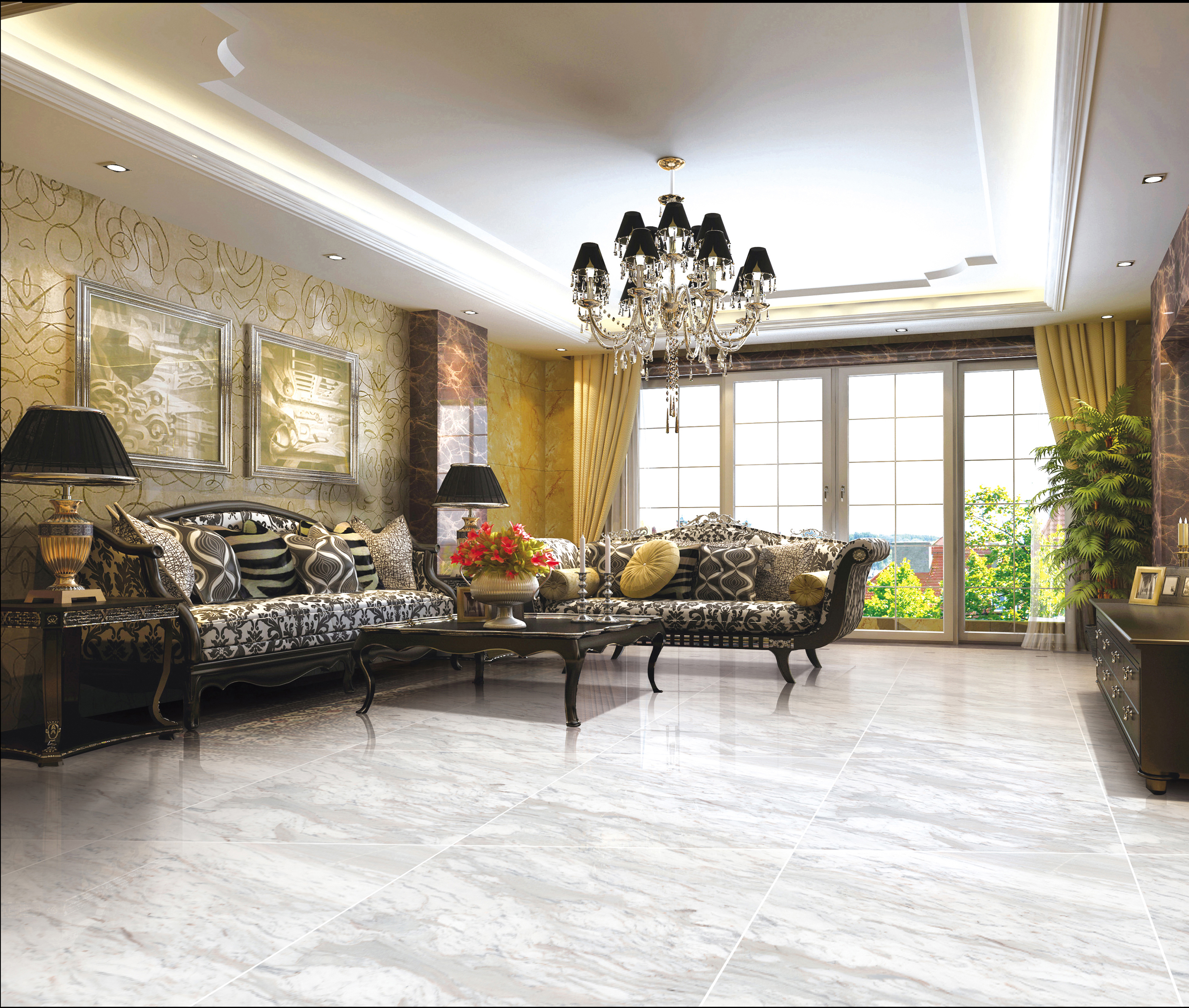 600x1200mm  White Marble - Look Tiles for Luxury Interior Spaces TQ32 - TYS - dz010