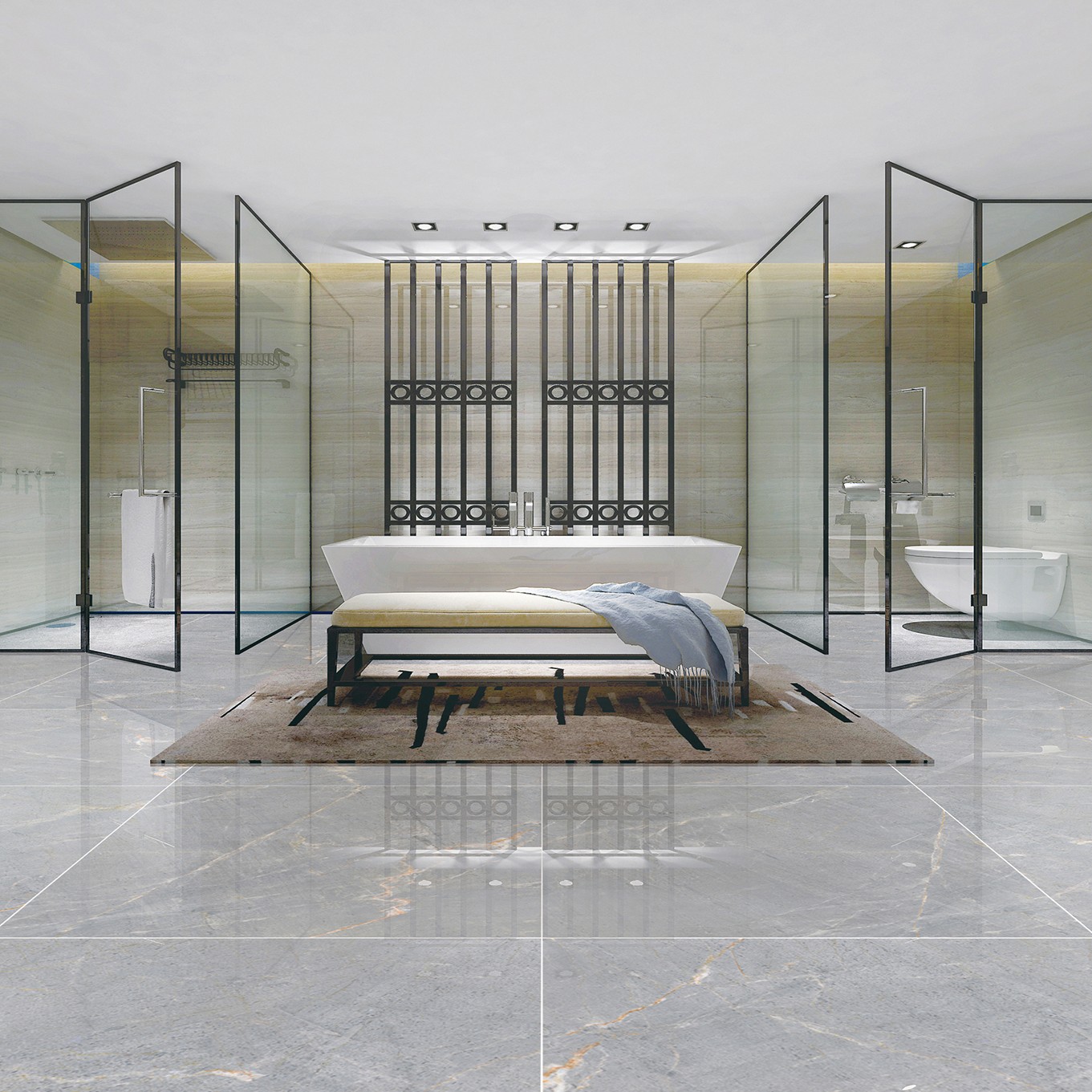 Multiple Size Available Grey Marble - Look Tiles with Gold Veins for Modern Interior Spaces TQ32 - TYS - dz033