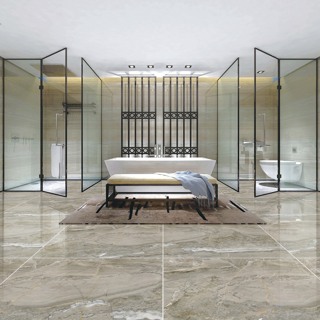 Multiple Size Beige Marble - Look Tiles with Gold Veins for Luxury Interior Spaces TQ32 - TYS - dz040