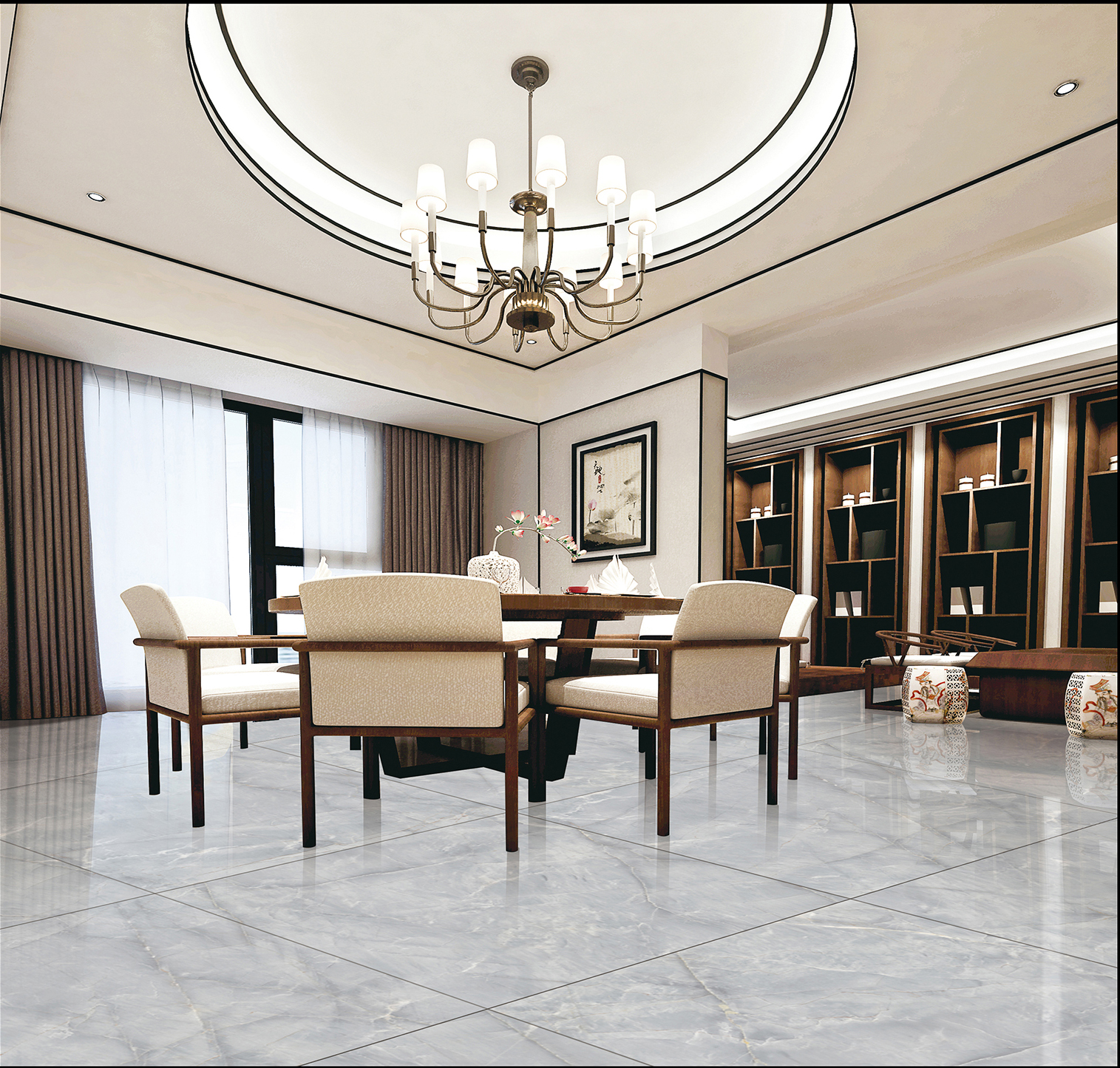 Multiple Size Grey Marble - Look Tiles for Dining & Interior Spaces TQ32 - TYS - dz045