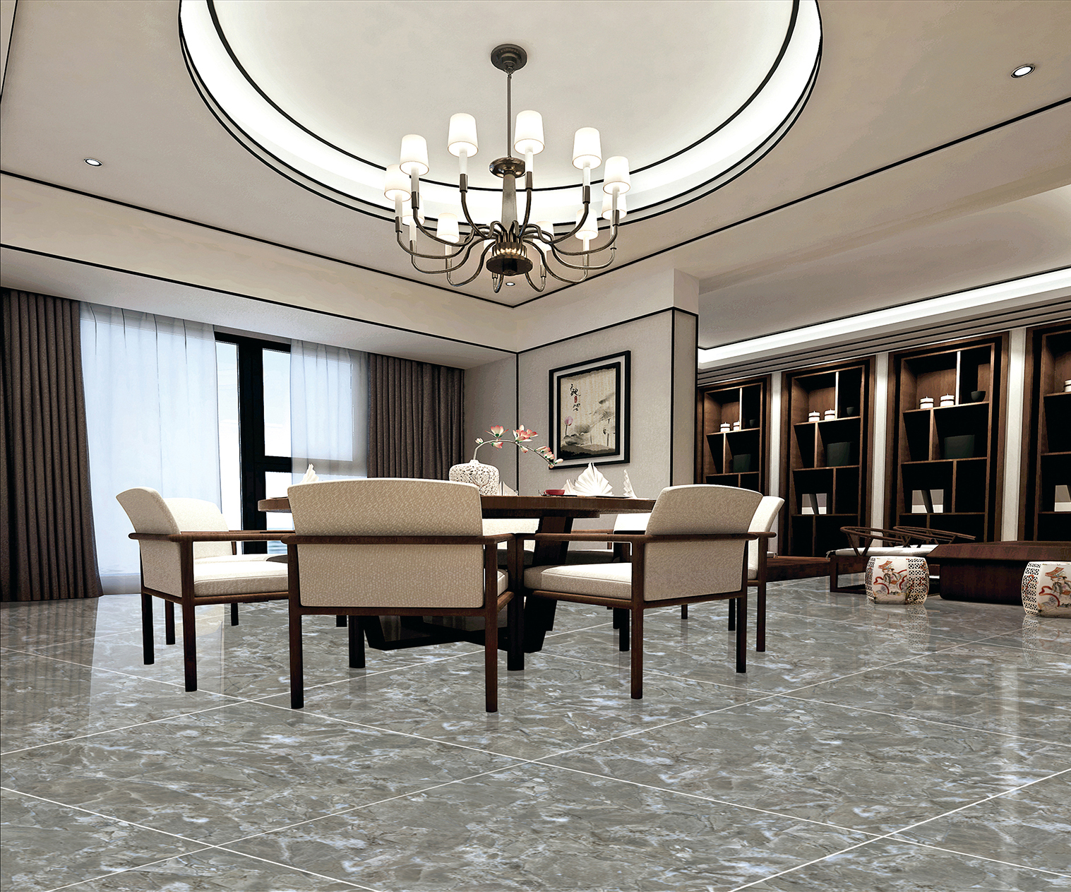 Multiple Size Grey Marble - Look Tiles for Dining & Interior Spaces TQ32 - TYS - dz055