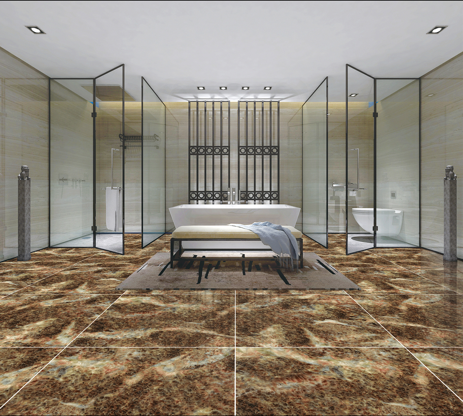 Multiple Size Brown Marble - Look Tiles for Luxury Bathroom & Interior Spaces TQ32 - TYS - dz057