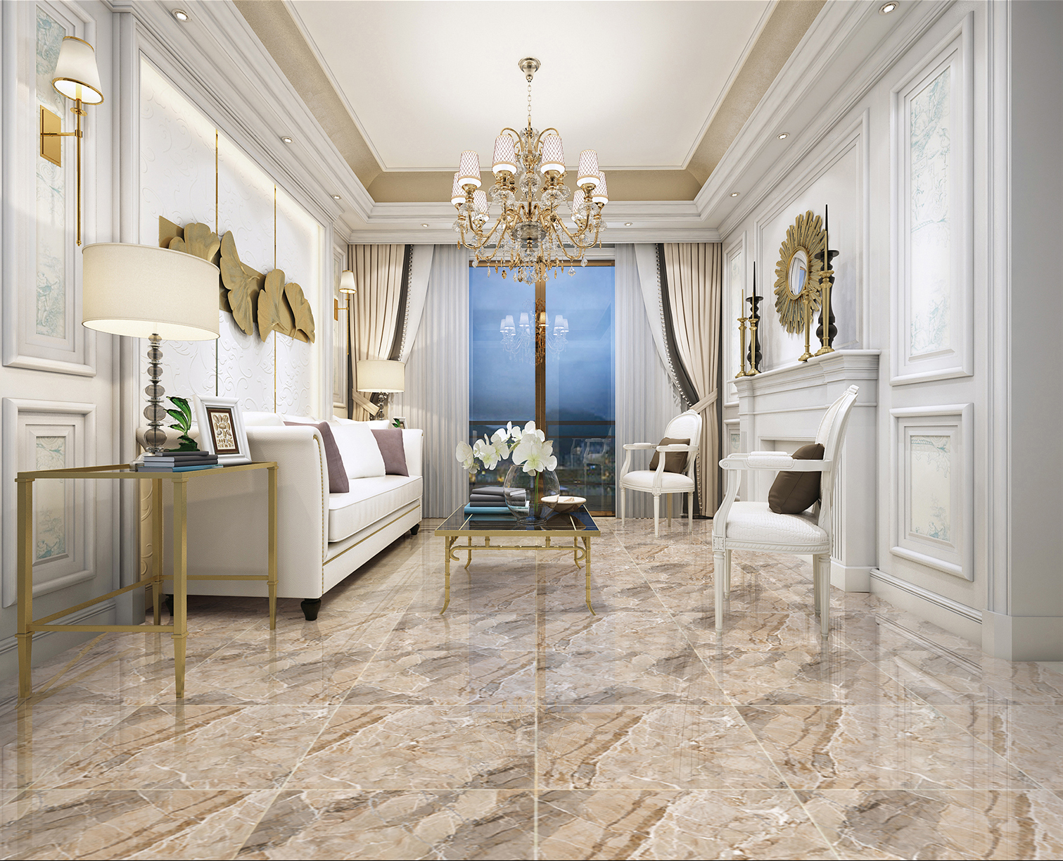 Multiple Size Beige Marble - Look Tiles for Luxury Interior Spaces TQ32 - TYS - dz058