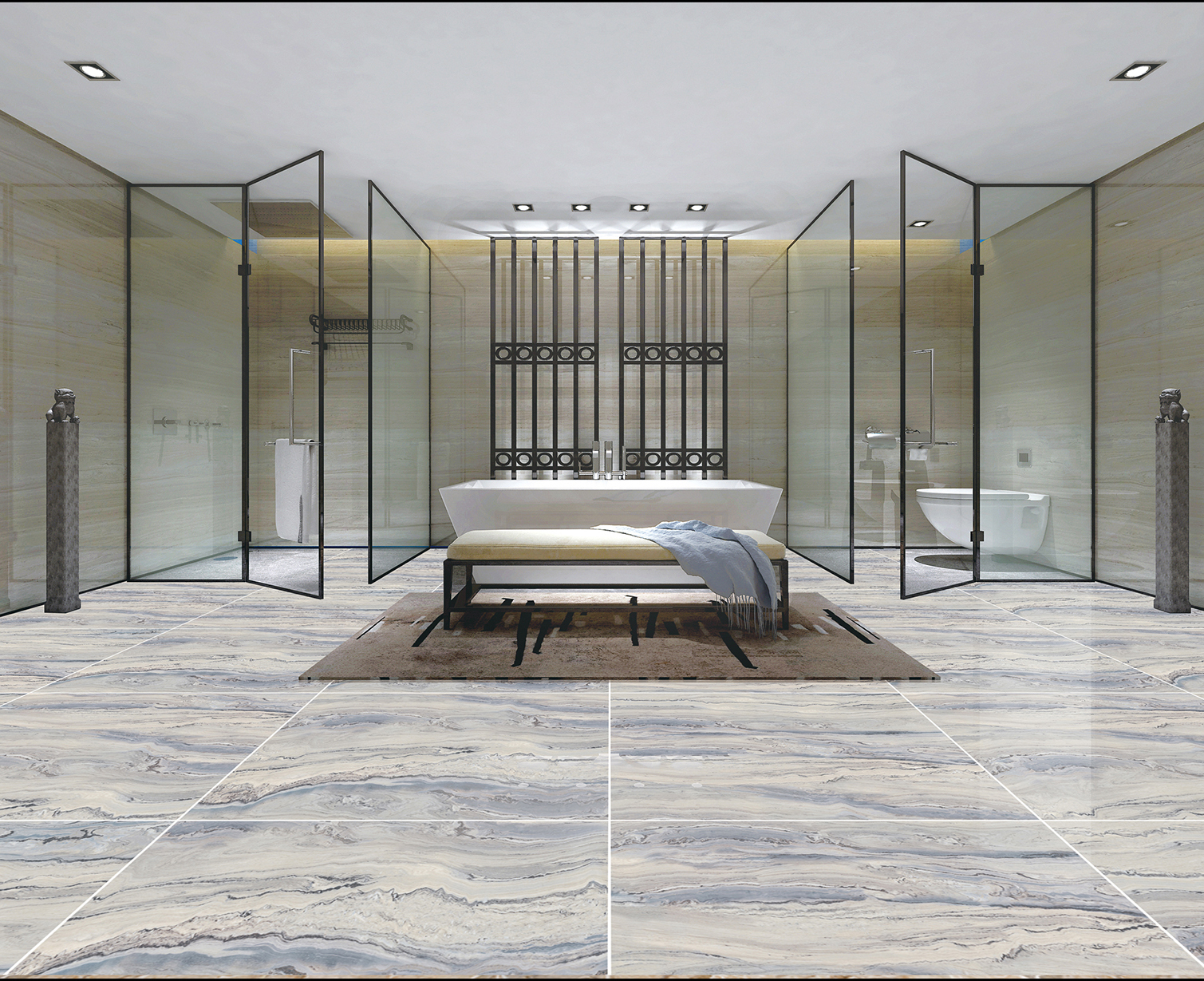 Multiple Size Blue - Grey Veined Marble - Look Tiles for Luxury Interior Spaces TQ32 - TYS - dz059