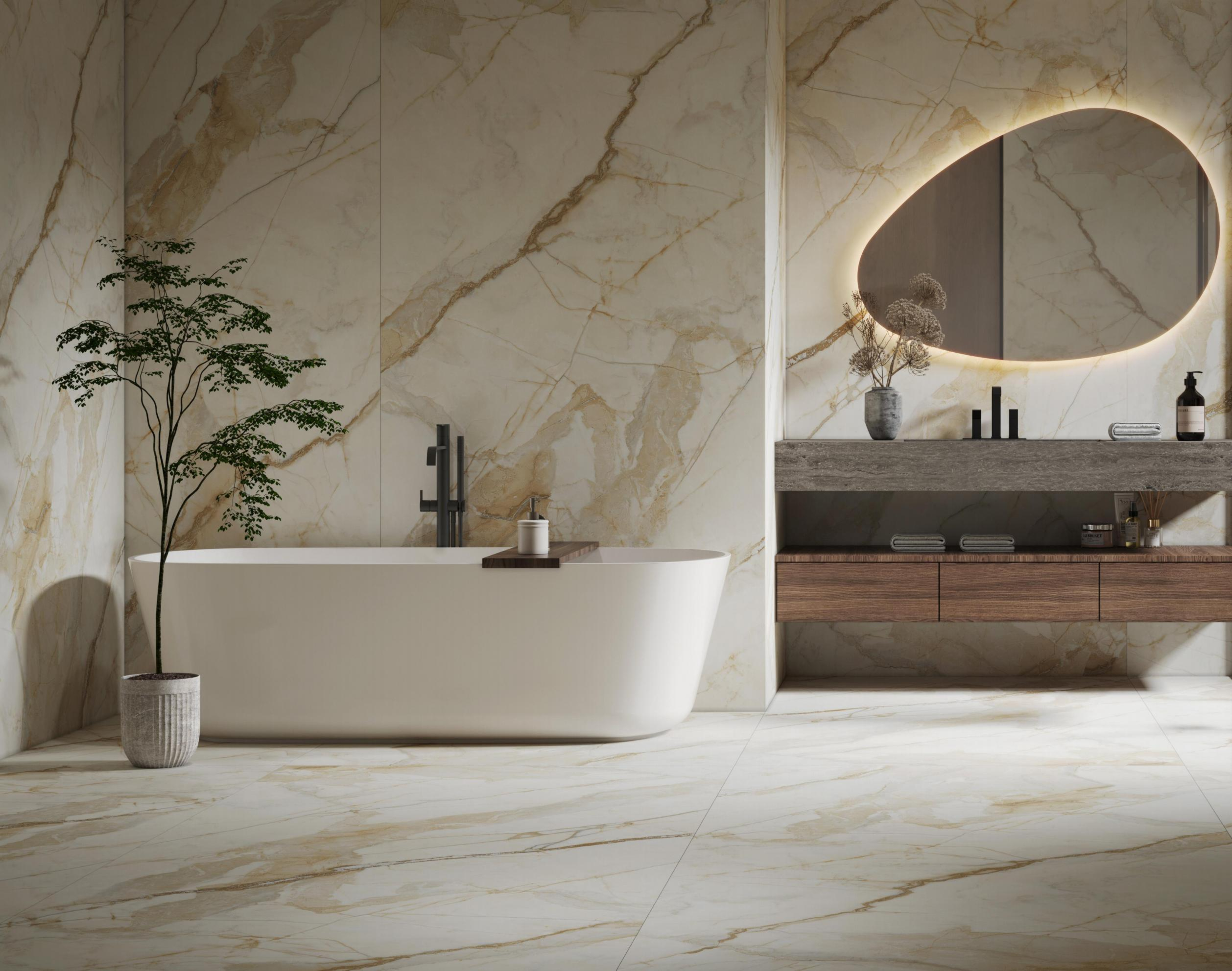Calacatta Oro Series Gold Veining Sintered Stone 2700x1200x6mm High Gloss Finish TQ34-X2712S1255YSR