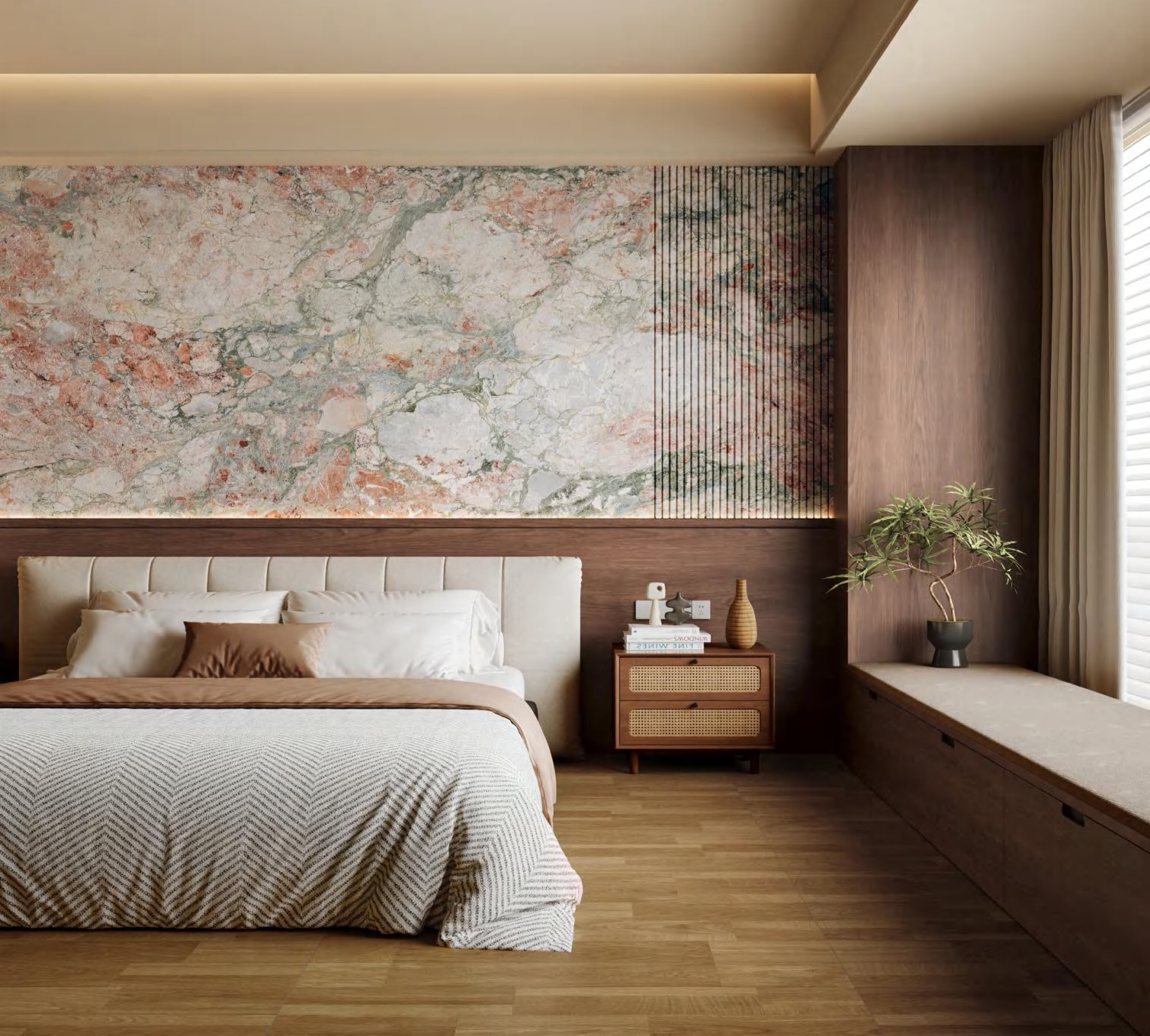 Luxury Epoque Rose Pink & Green Vein Sintered Stone Slab 2700x1200x9mm TQ34-K2712V8646YSR