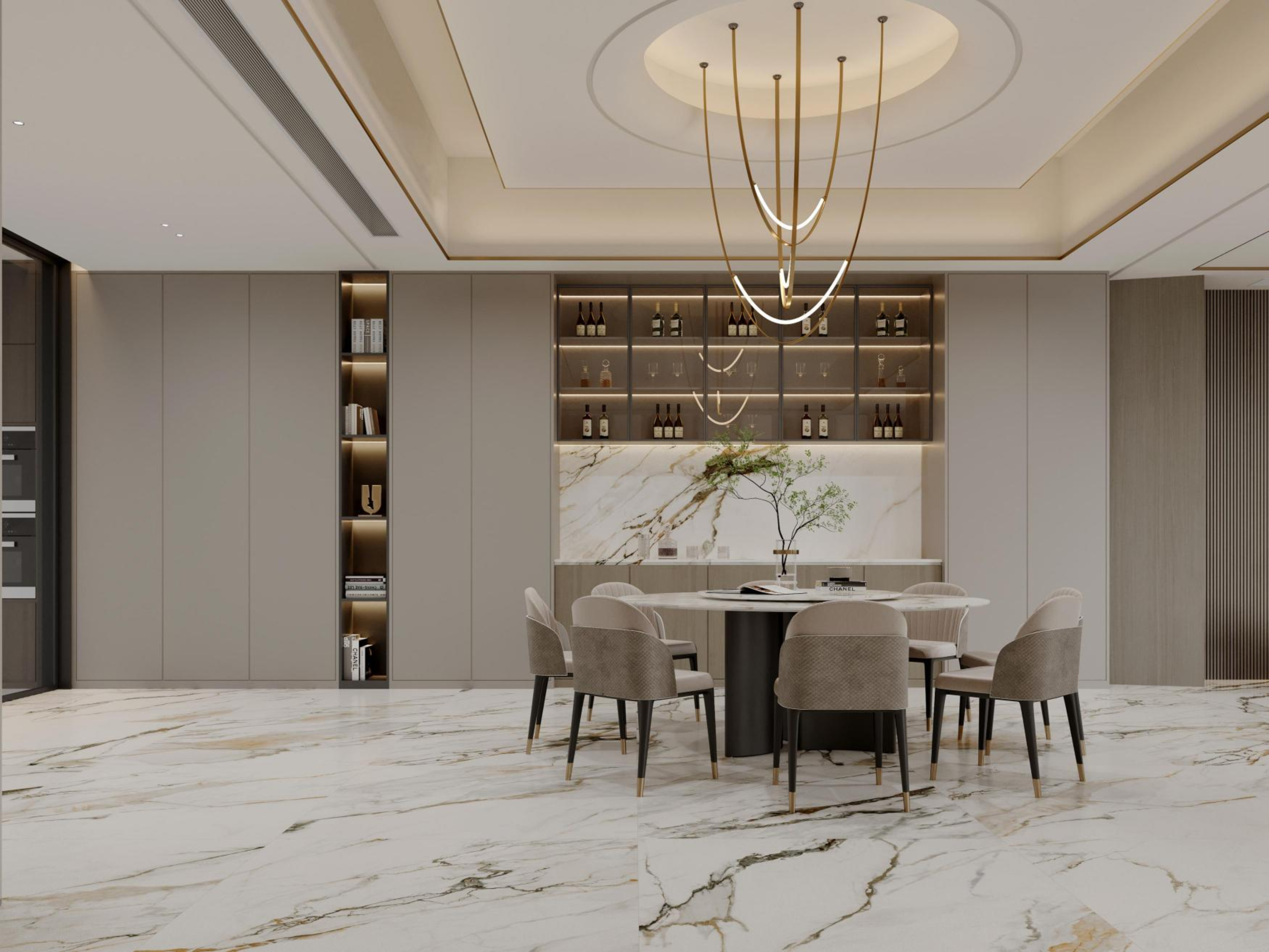 Elegant Calactta Luxe Effect Porcelain Slab 2700x1200x9mm for Countertops TQ34-X2712V8560YSN