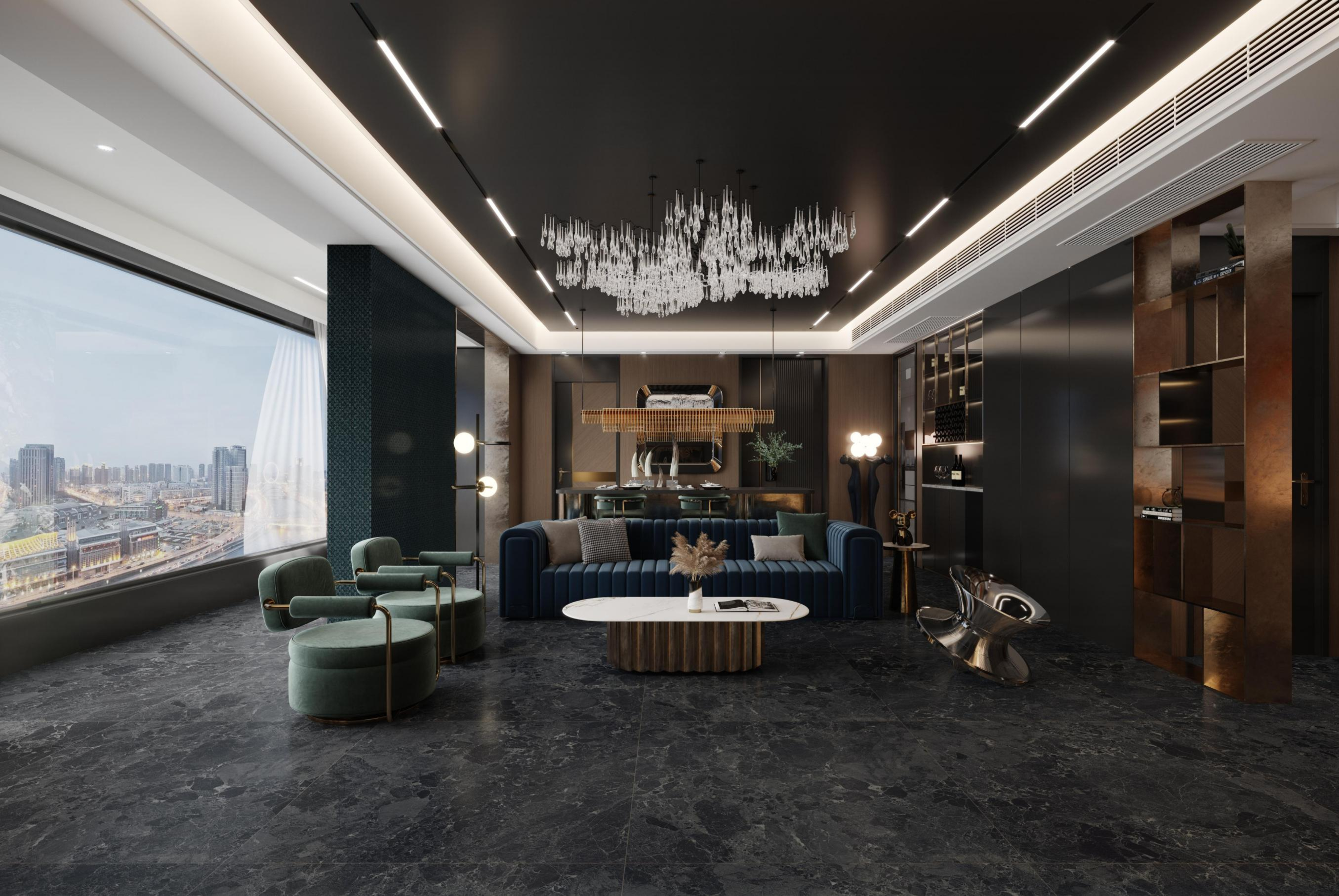 Meteorite Black Series 2700x1200x9mm Dark Porcelain Countertop Slab TQ34-K2712V8583YSR