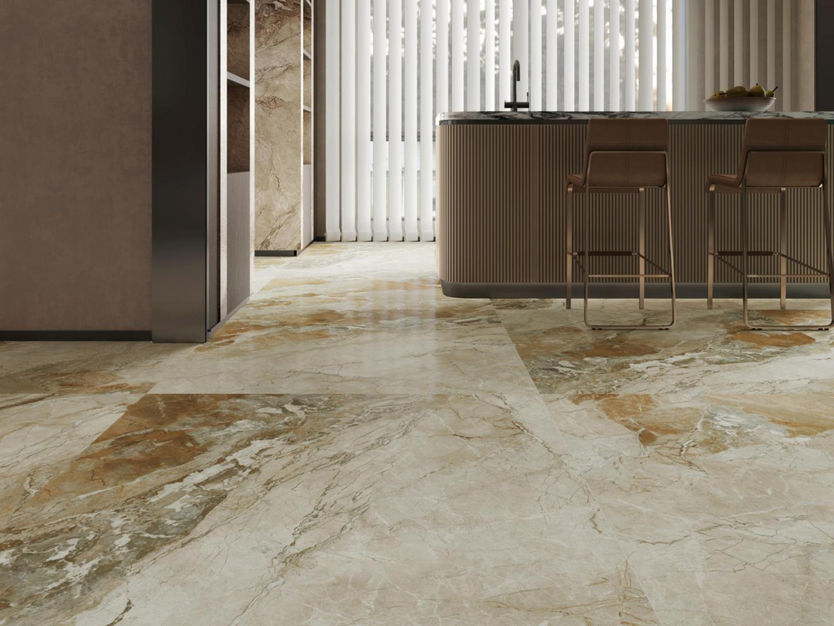 Carmine Jade Series 2700x1200x9mm Warm Porcelain Countertop Slab TQ34-K2712V8596YSR