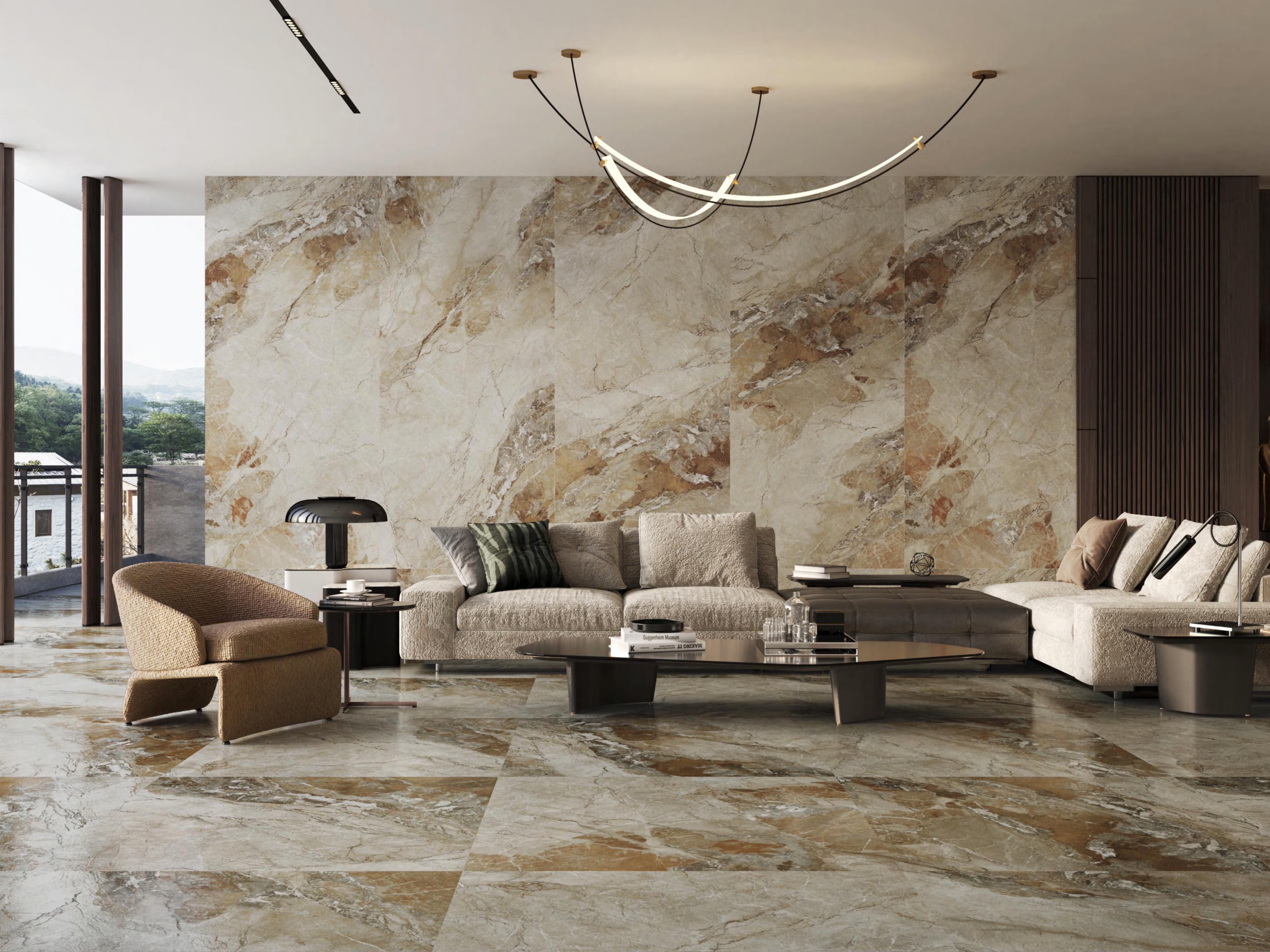 Carmine Jade Series 2700x1200x9mm Warm Porcelain Countertop Slab TQ34-K2712V8596YSR