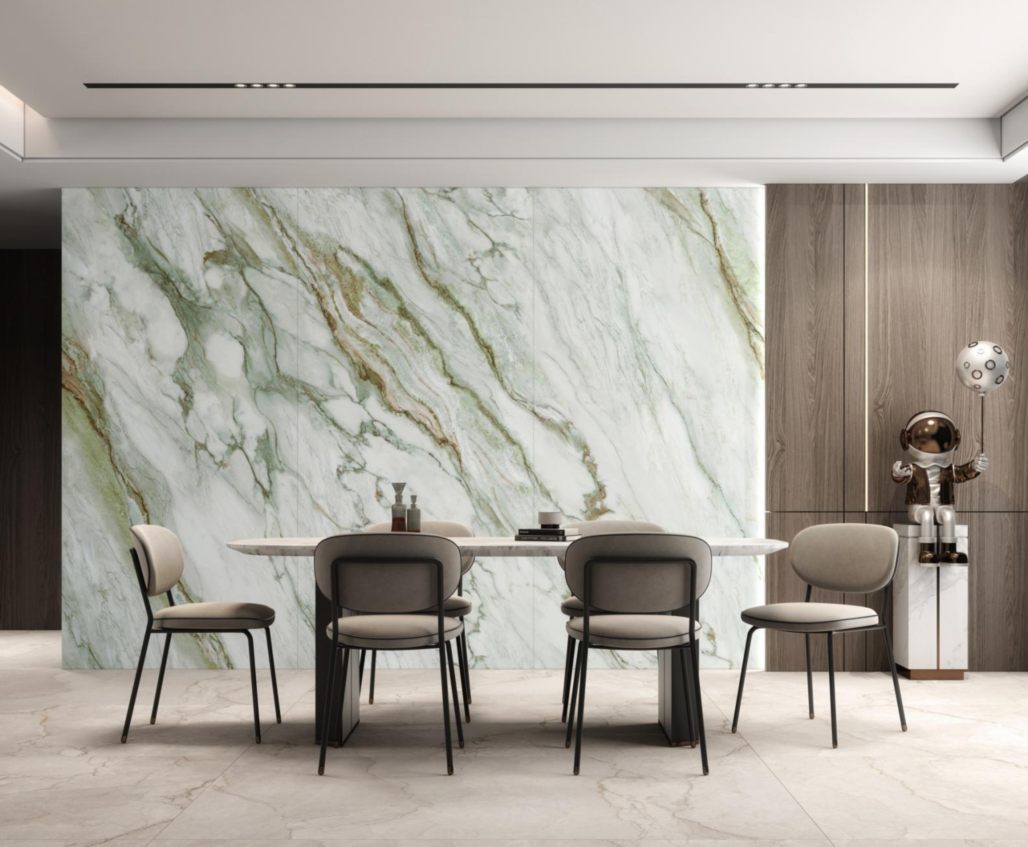 Luxury Pola Green White & Green Vein Porcelain Slab 2700x1200x9mm TQ34-K2712V8811YSR