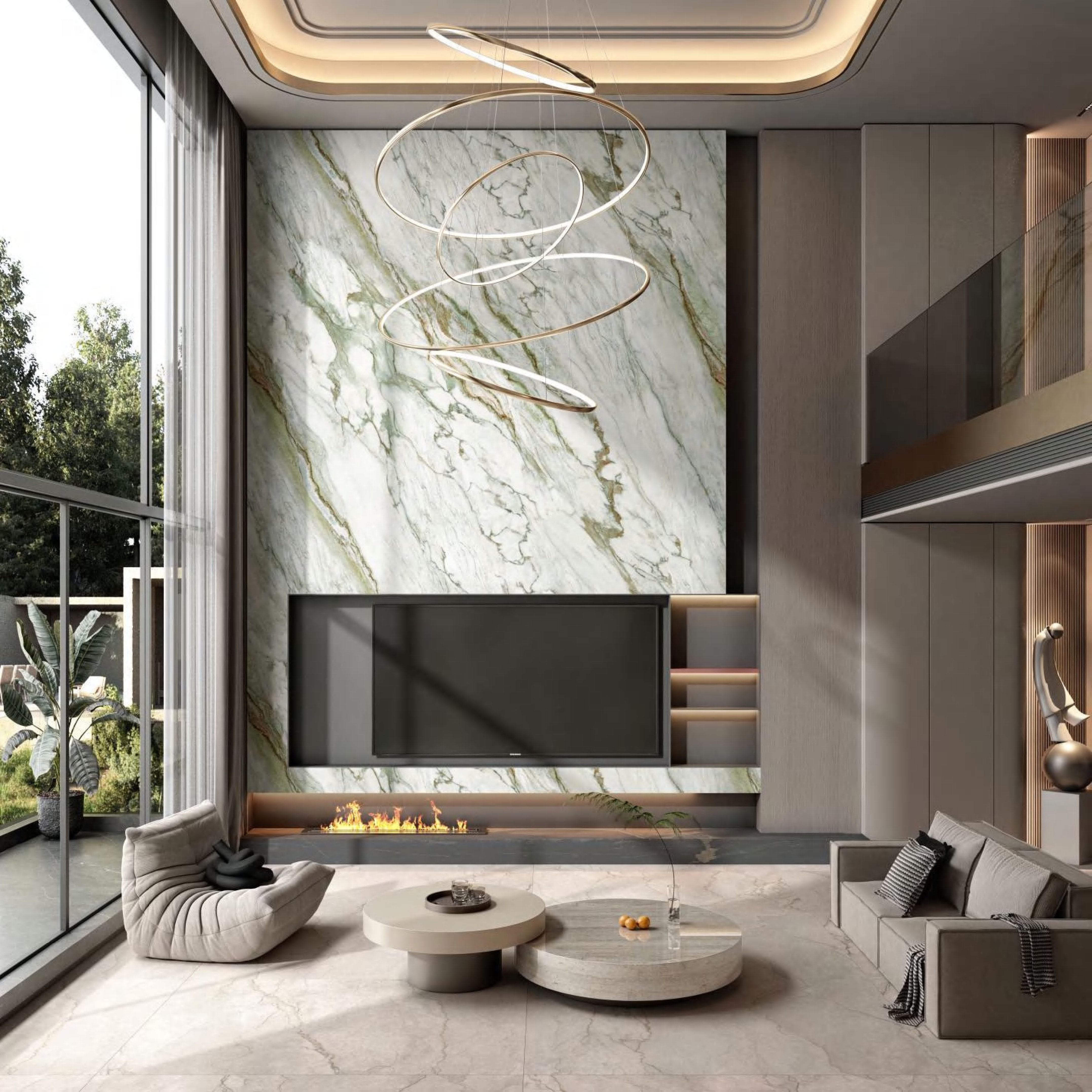 Luxury Pola Green White & Green Vein Porcelain Slab 2700x1200x9mm TQ34-K2712V8811YSR