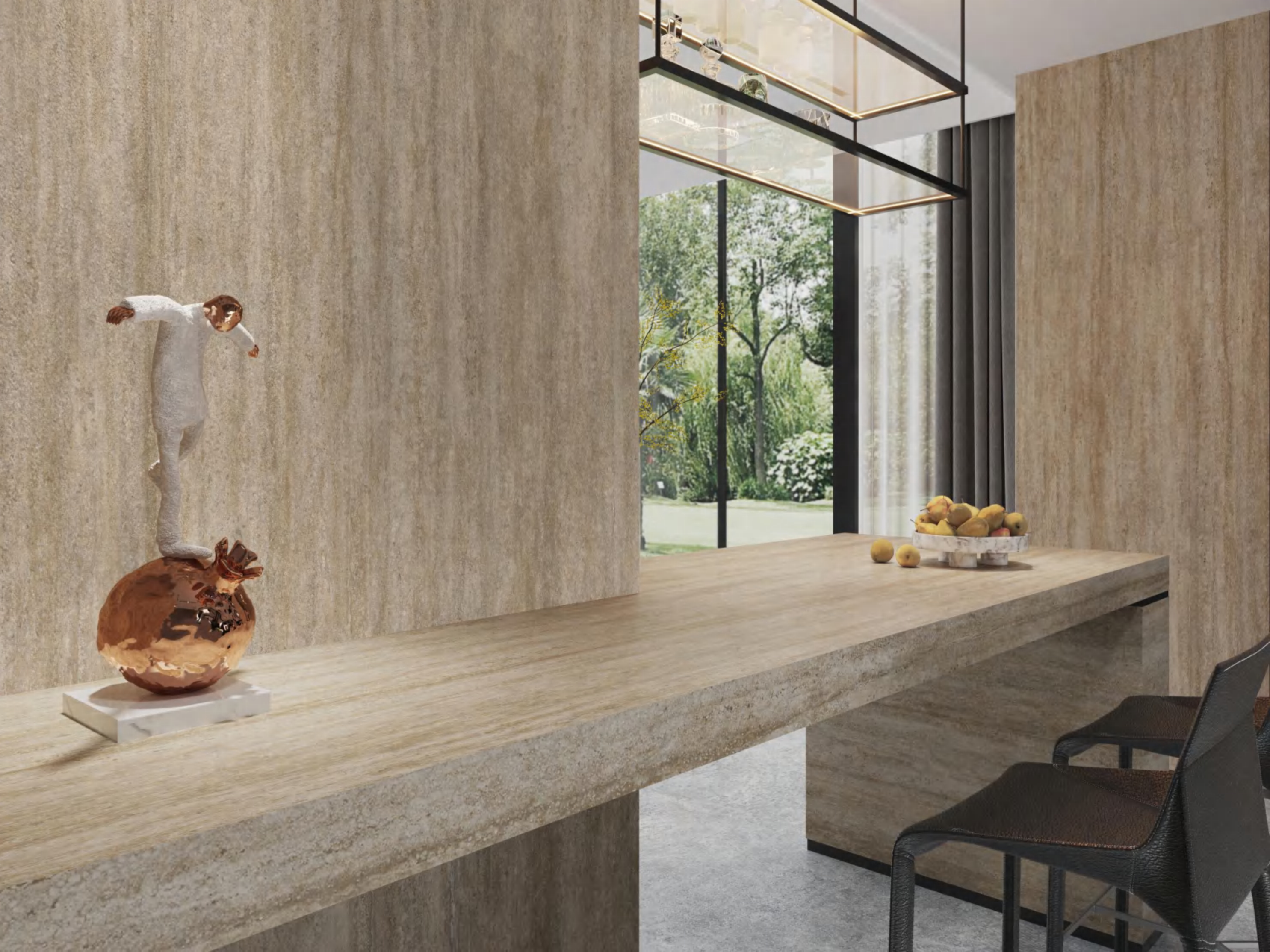 Luxury Roman Rhythm Sandy Beige Travertine Look Porcelain Slab 2700x1200x9mm TQ34-K2712V8606YSR