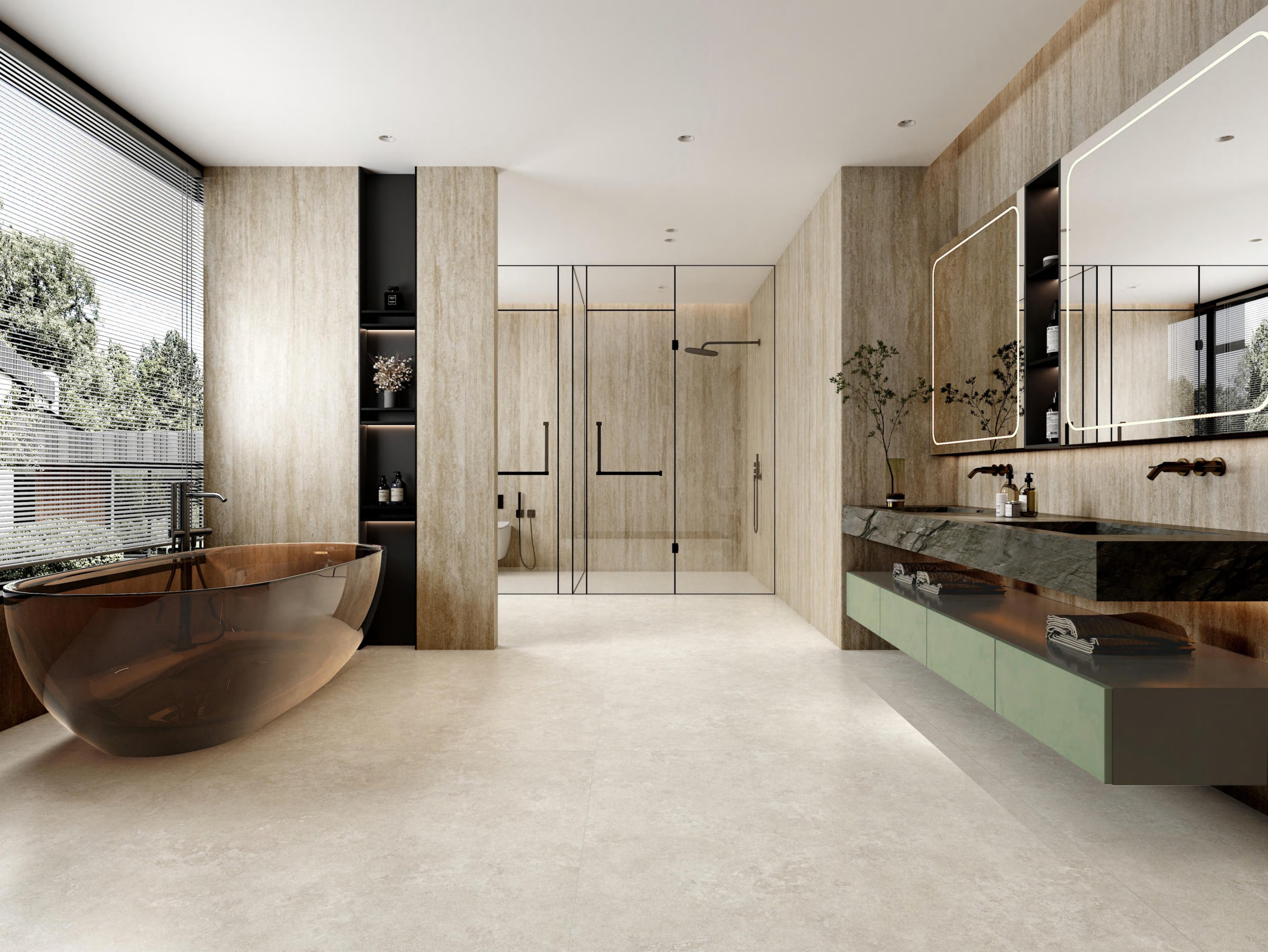 Luxury Roman Rhythm Sandy Beige Travertine Look Porcelain Slab 2700x1200x9mm TQ34-K2712V8606YSR