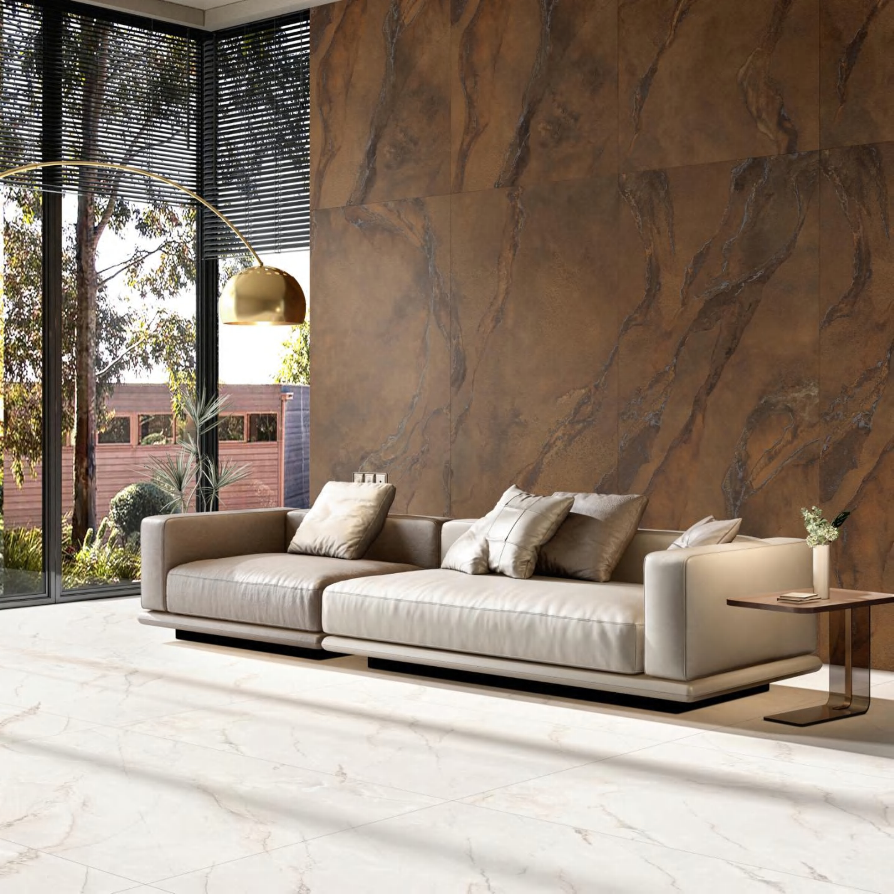 Luxury Gold streamBlue Brown & Blue-Grey Stream Vein Porcelain Slab 2700x1200x9mm TQ34-K2712V8620AE