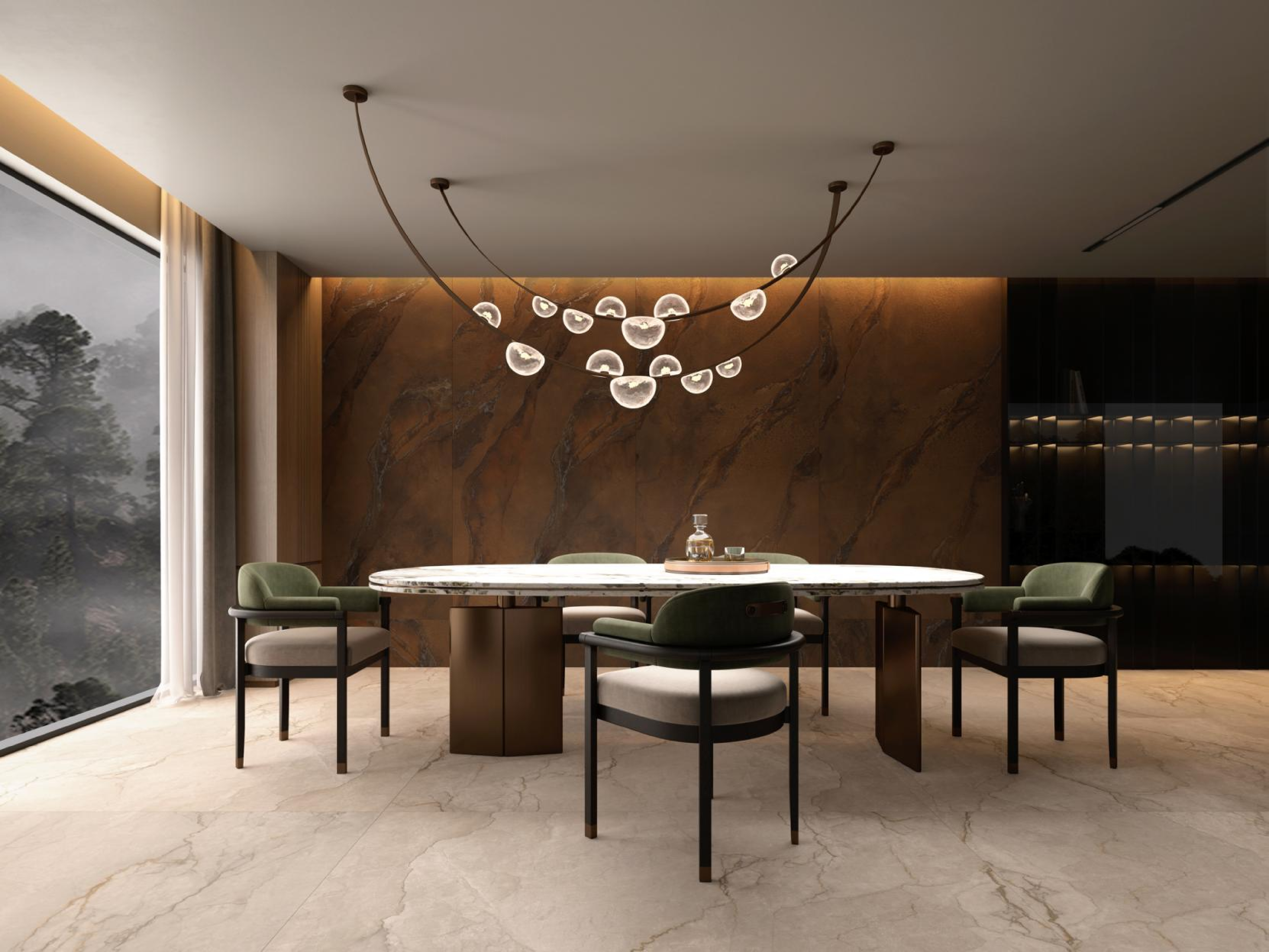 Luxury Gold streamBlue Brown & Blue-Grey Stream Vein Porcelain Slab 2700x1200x9mm TQ34-K2712V8620AE