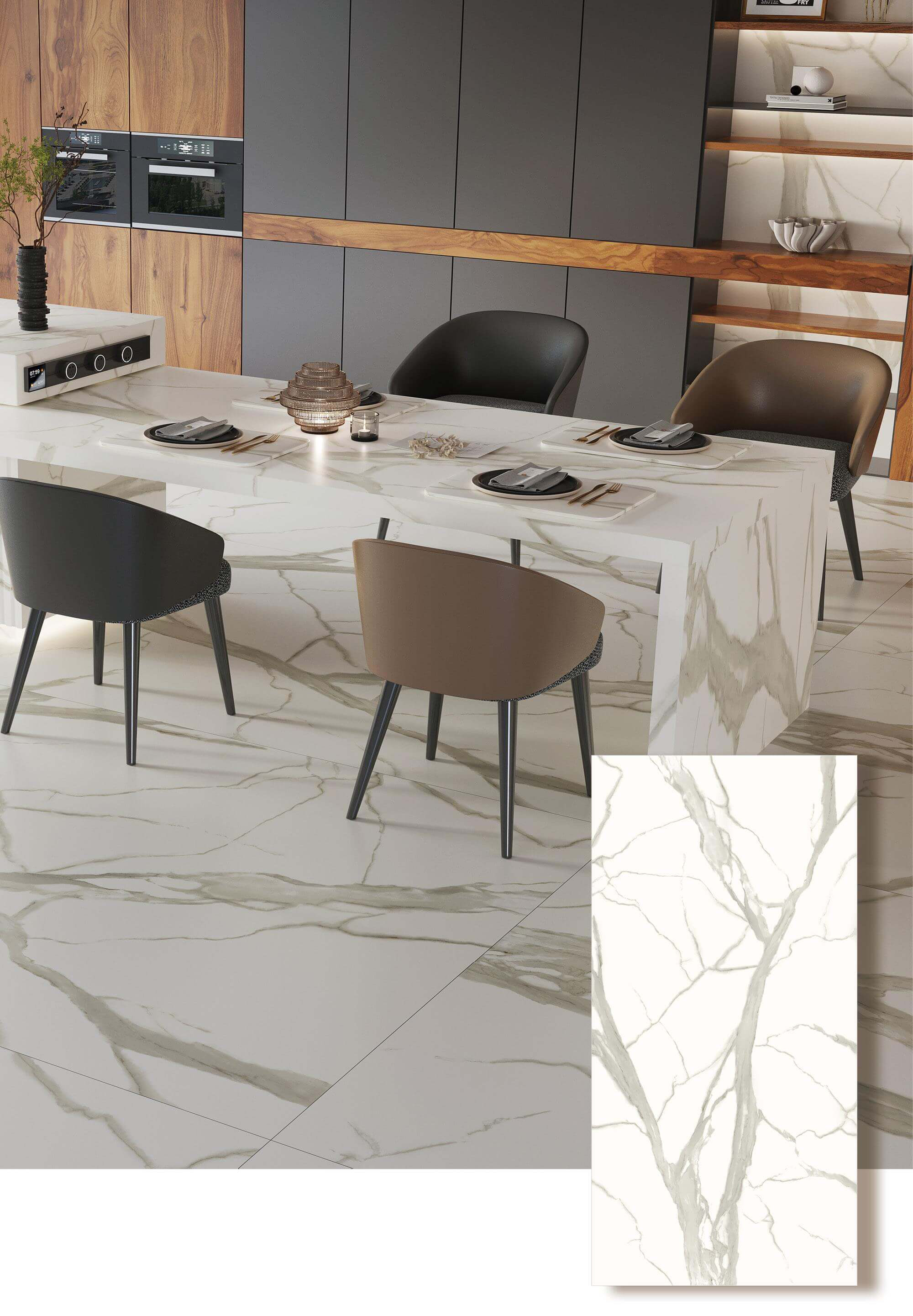 Luxury SUPER SNOW WHITE Creamy White & Branching Grey Vein Sintered Tile 1600x3200x12mm TQ35-JQD163212G78